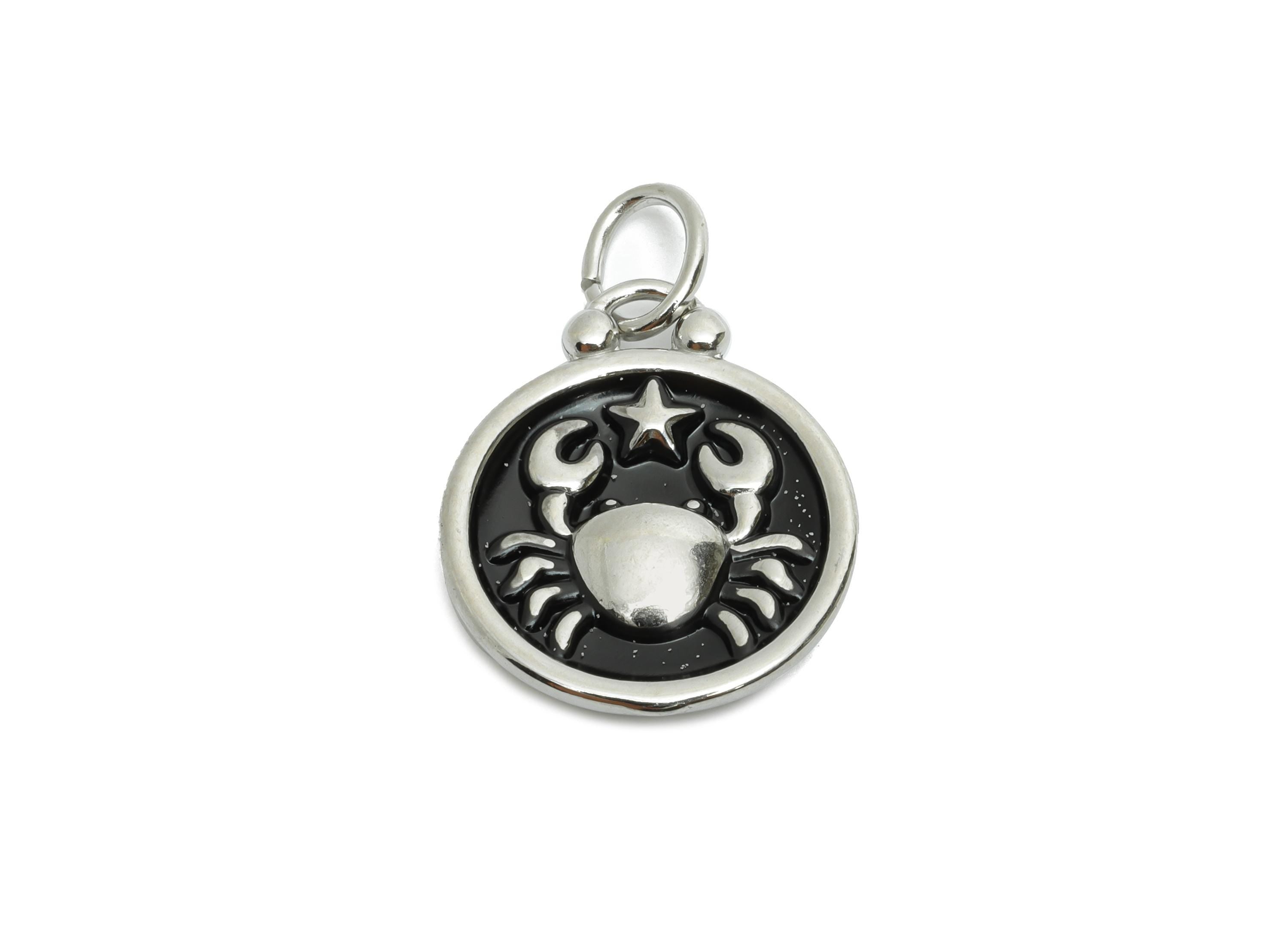 Cancer Zodiac Pendant - Enamel Stainless Steel Astrology Pendant - Crab Star Jewelry Pendant - Modern Horoscope Jewelry - 20x16x2mm - SS1571 - DOMEDBAZAAR