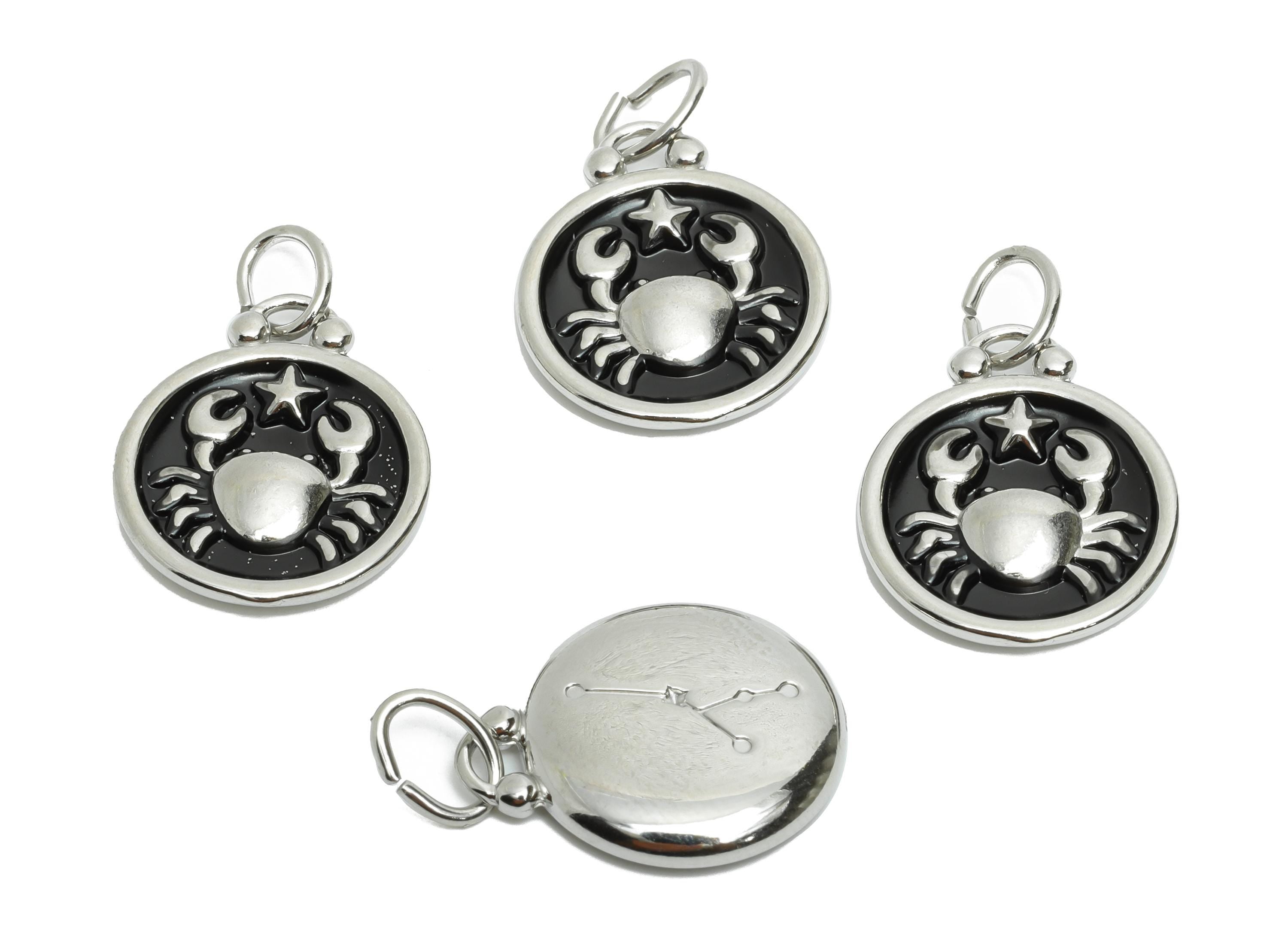 Cancer Zodiac Pendant - Enamel Stainless Steel Astrology Pendant - Crab Star Jewelry Pendant - Modern Horoscope Jewelry - 20x16x2mm - SS1571 - DOMEDBAZAAR