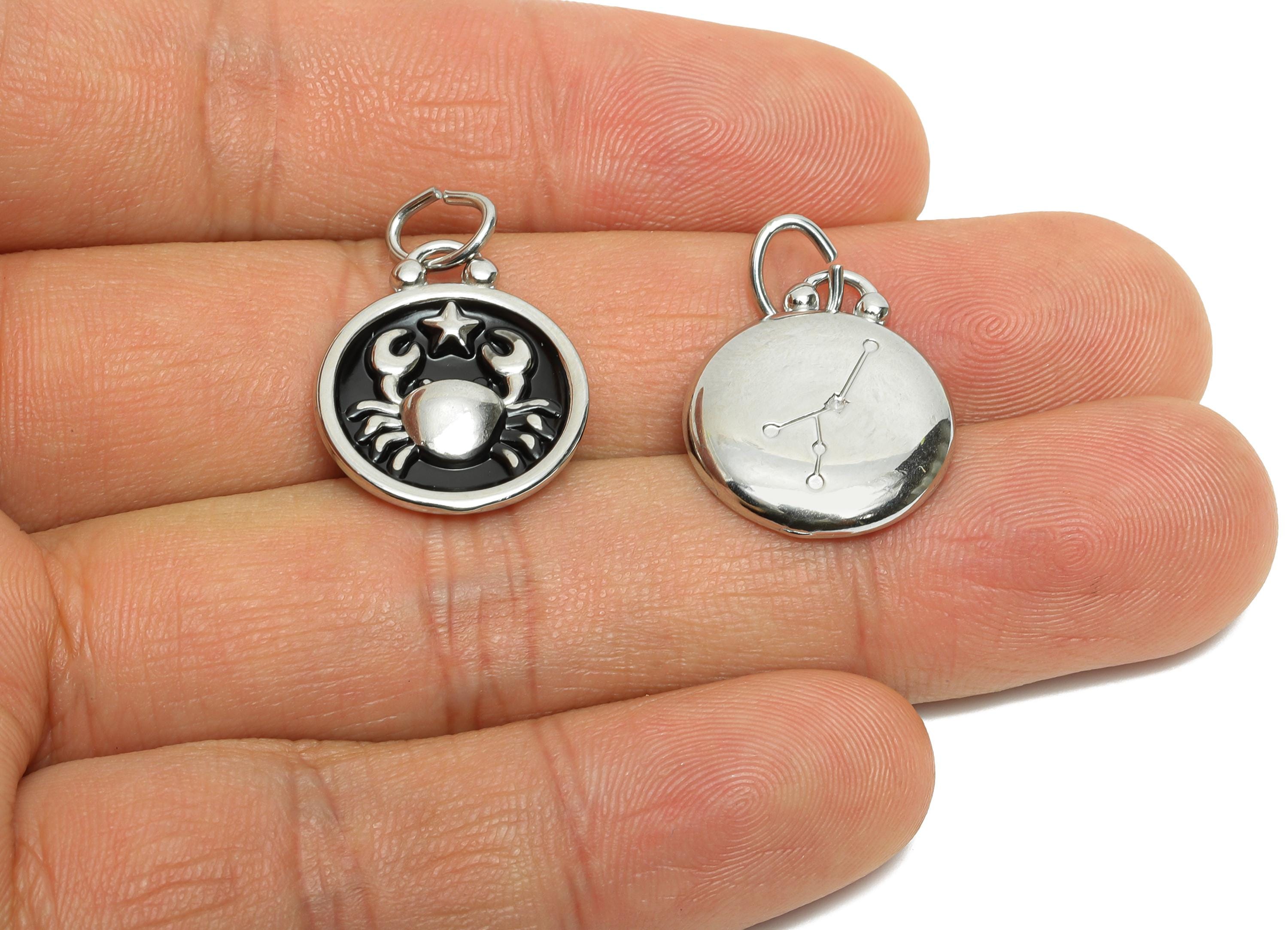 Cancer Zodiac Pendant - Enamel Stainless Steel Astrology Pendant - Crab Star Jewelry Pendant - Modern Horoscope Jewelry - 20x16x2mm - SS1571 - DOMEDBAZAAR