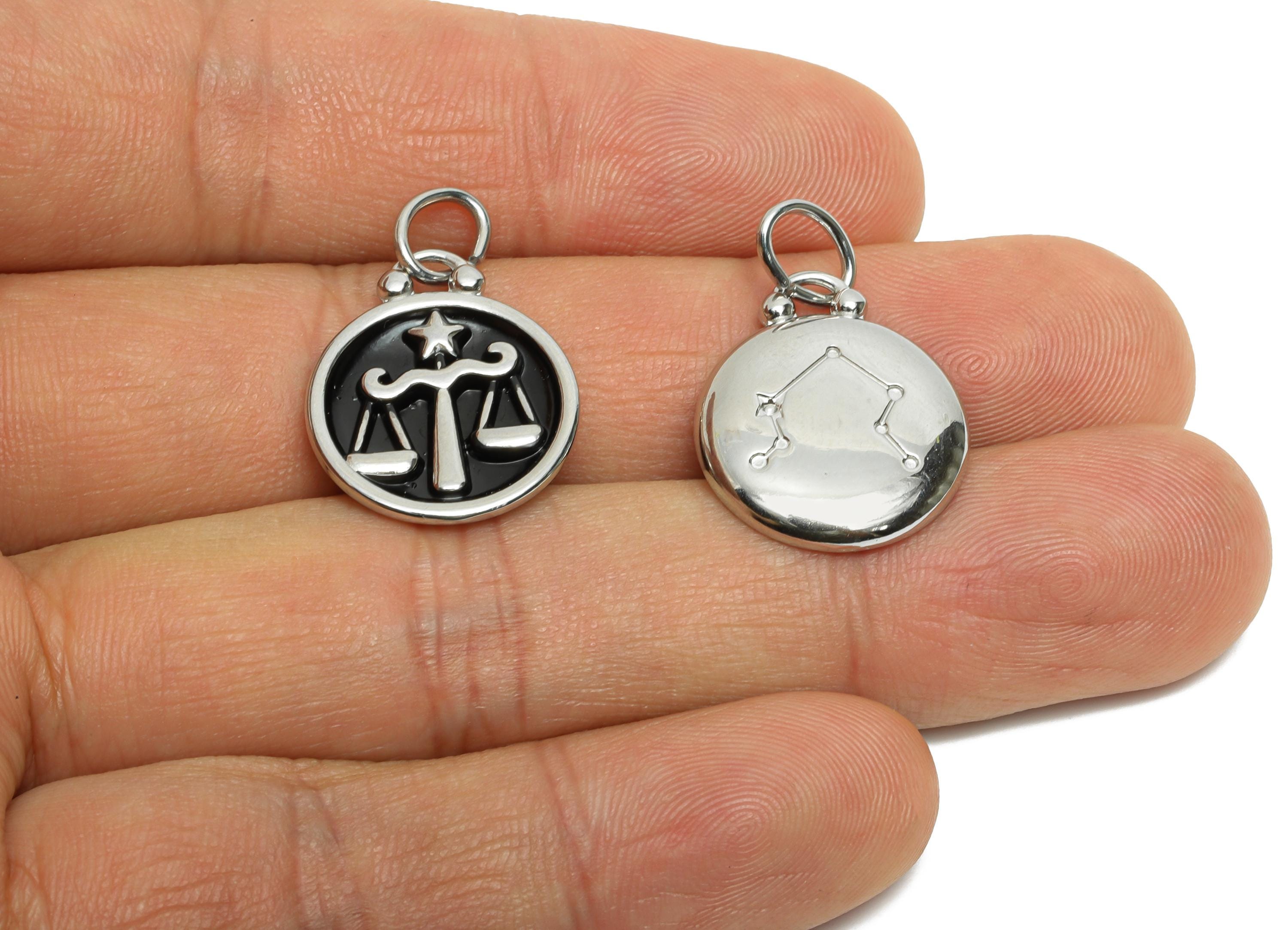 Libra Zodiac Pendant - Enamel Stainless Steel Horoscope Pendant - Scales Star Design Pendant - Modern Astrology Jewelry - 20x16x2mm - SS1561 - DOMEDBAZAAR