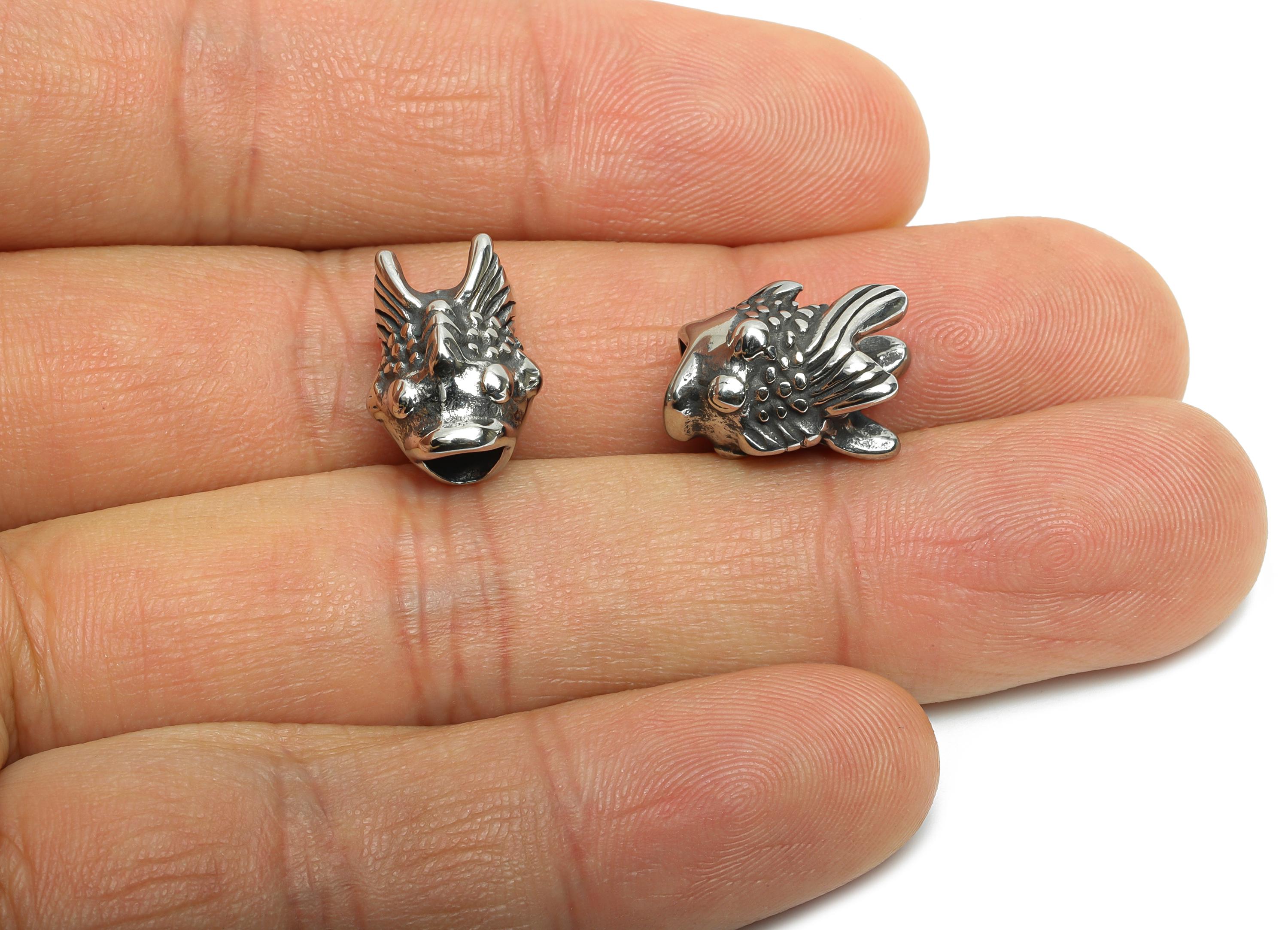Stainless Steel Fish Bead - Fish Spacer Bead for Bracelet - 304 Stainless Steel - Marine Spacer Bead - Steel Finding - 14x10x10.6mm - SS1584 - DOMEDBAZAAR