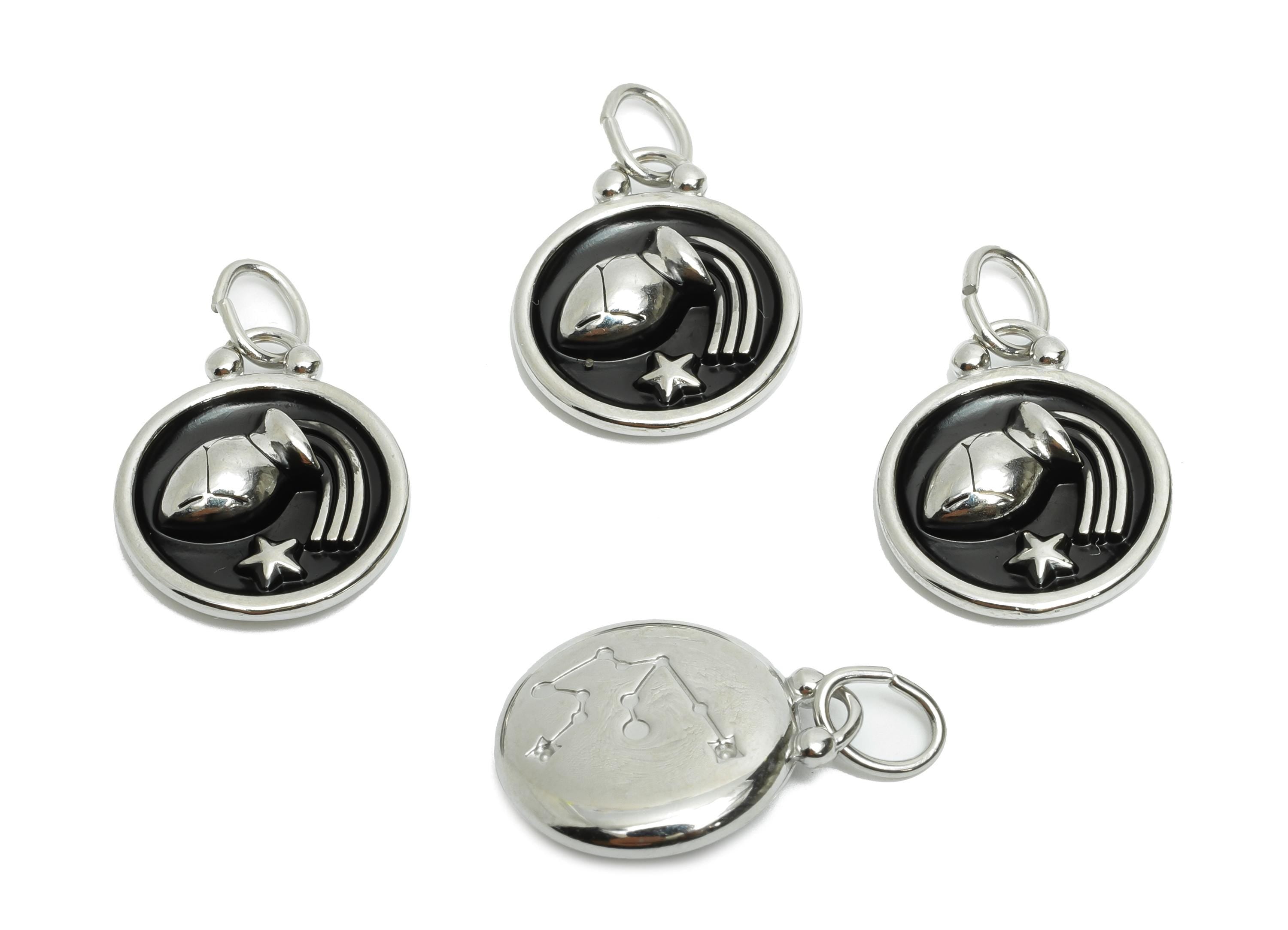 Aquarius Zodiac Pendant - Enamel Stainless Steel Horoscope Pendant - Water Jug Star Pendant - Modern Astrology Jewelry - 20x16x2mm - SS1568 - DOMEDBAZAAR