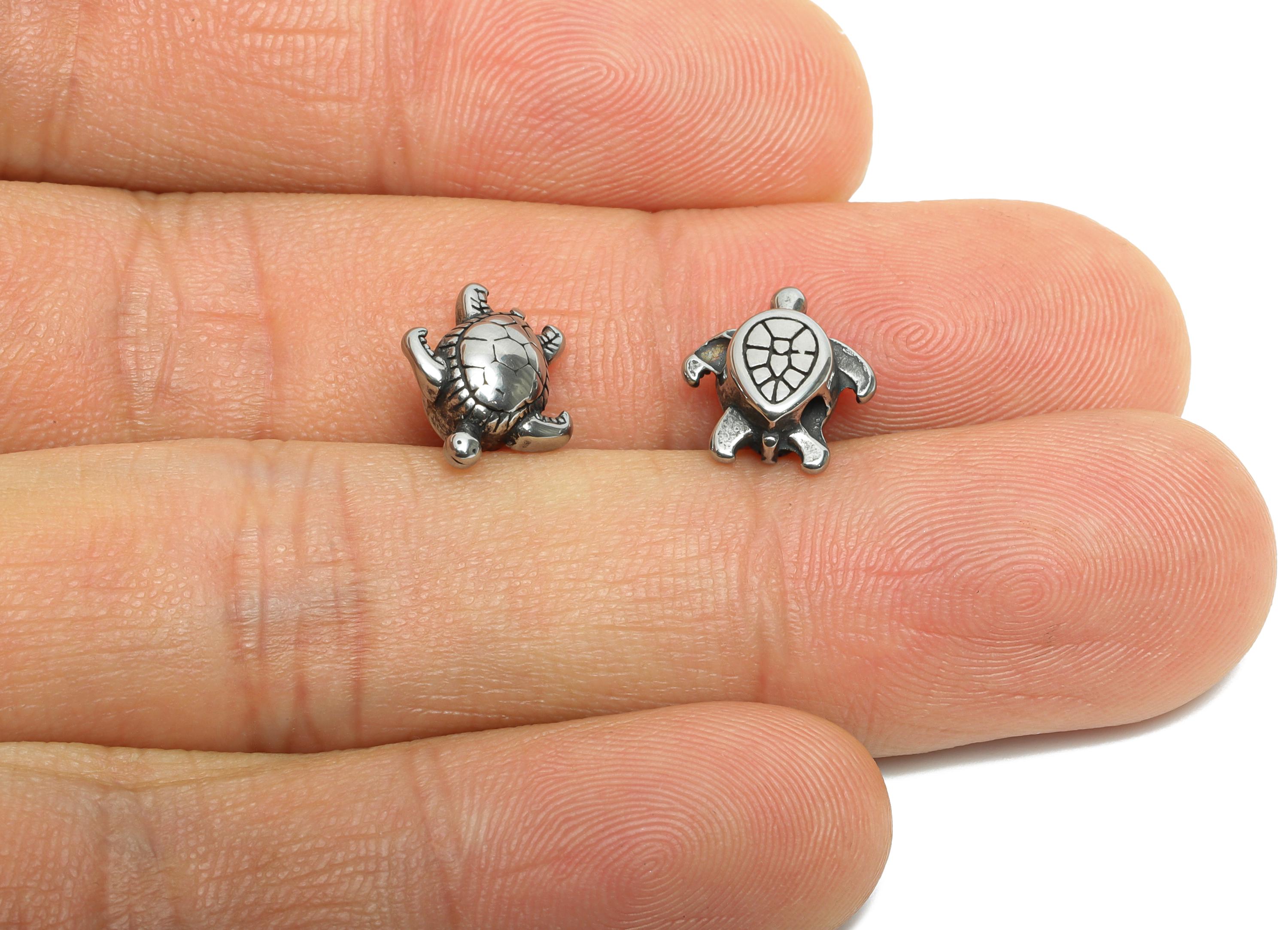 Stainless Steel Turtle Bead - Turtle Spacer Bead for Bracelet - 304 Stainless Steel - Marine Spacer Bead - Steel Finding - 11x10x5mm -SS1599 - DOMEDBAZAAR