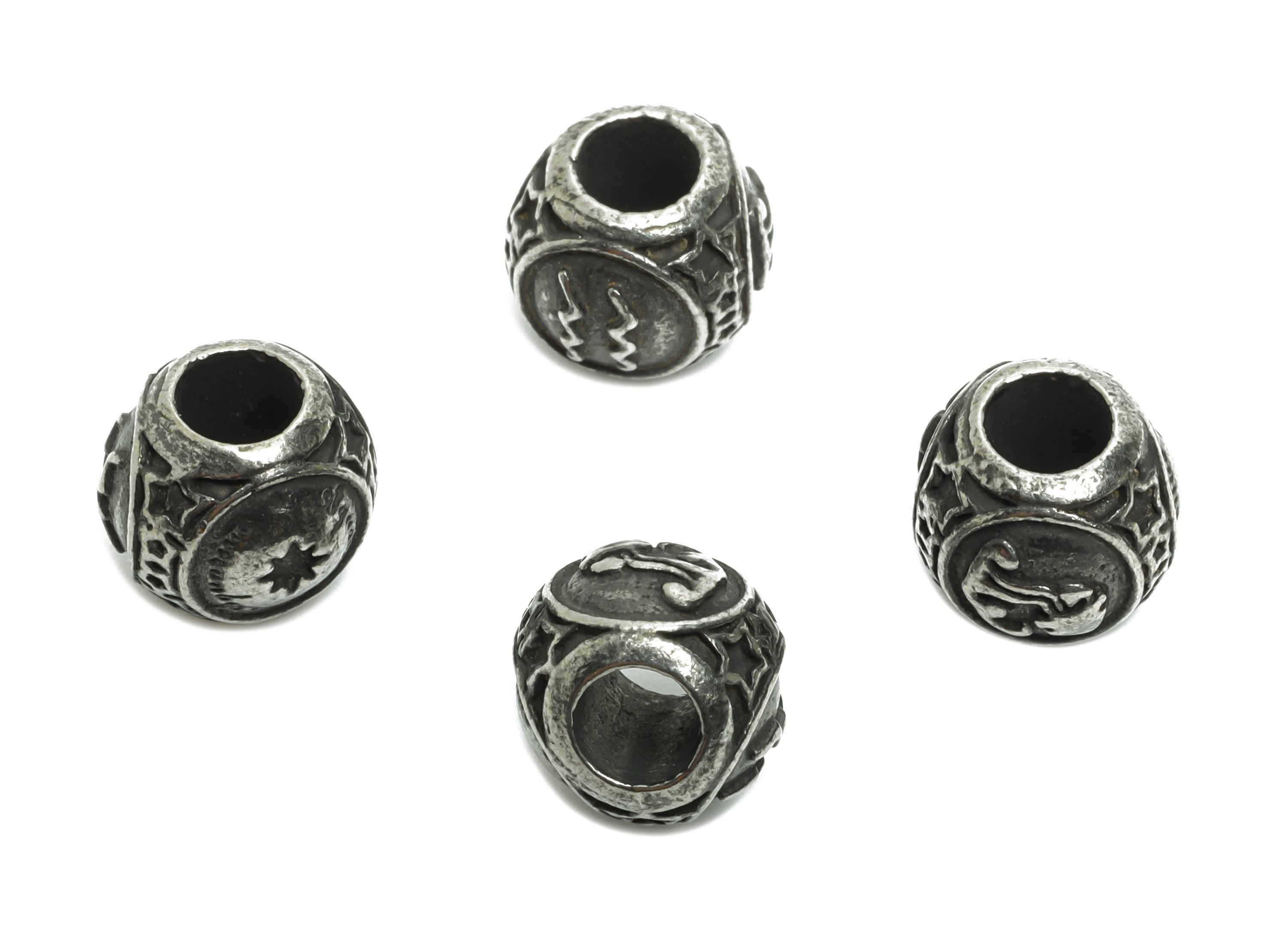 Steel Aquarius Zodiac Bead - Astrology Spacer Bead for Bracelet - 304 Stainless Steel - Horoscope Steel Spacer Beads - 9x10x9.7mm - SS1560A - DOMEDBAZAAR