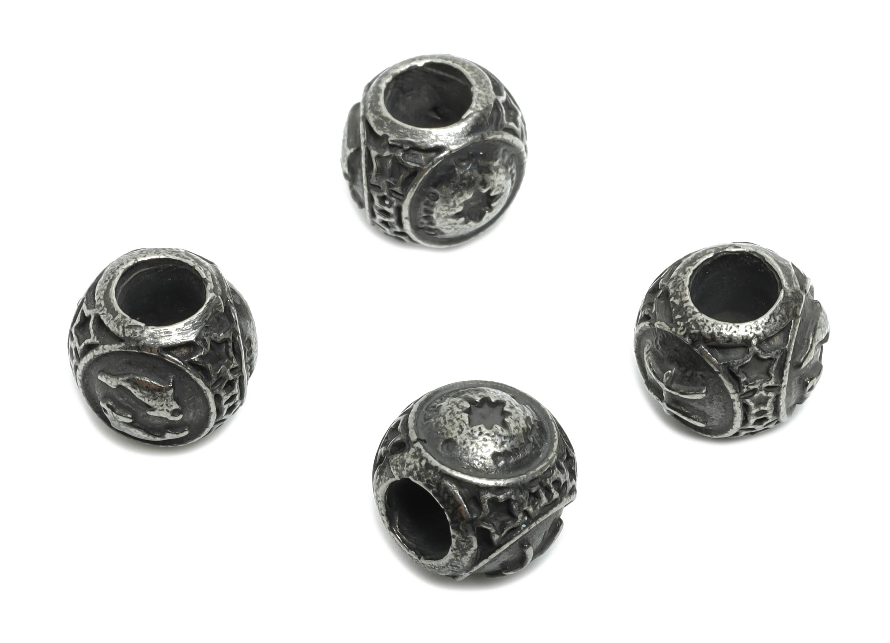 Steel Pisces Zodiac Beads - Astrology Spacer Bead for Bracelet - 304 Stainless Steel - Horoscope Steel Spacer Beads - 9x10x9.7mm - SS1560B - DOMEDBAZAAR