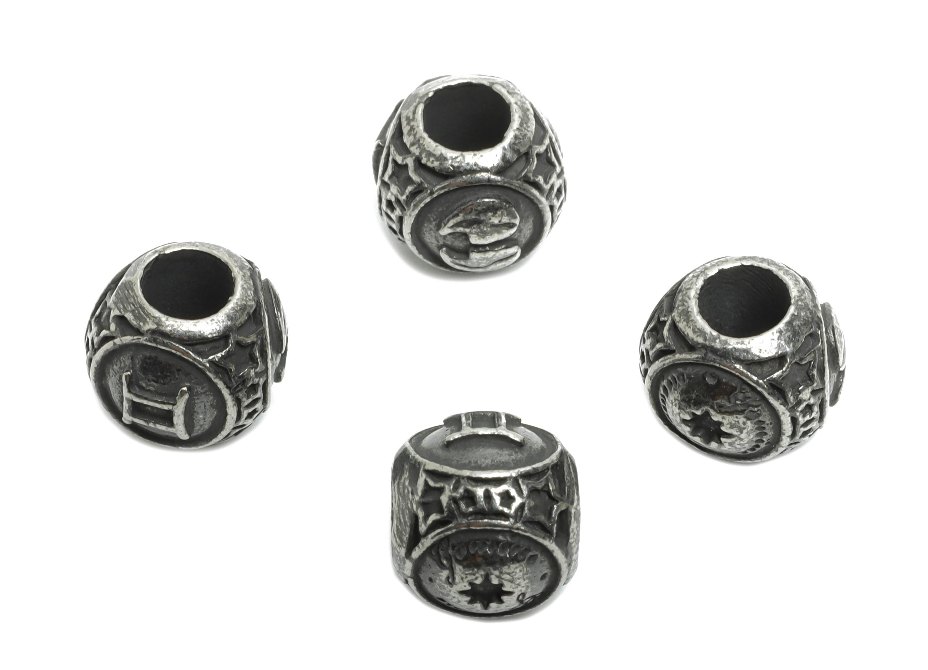 Steel Gemini Zodiac Beads - Astrology Spacer Bead for Bracelet - 304 Stainless Steel - Horoscope Steel Spacer Beads - 9x10x9.7mm - SS1560E - DOMEDBAZAAR