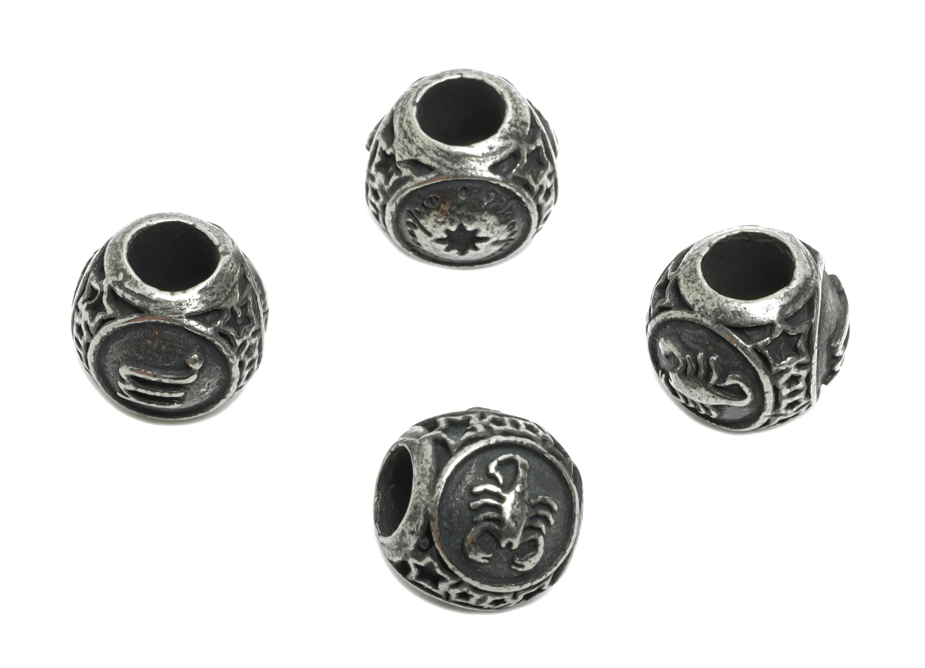 Steel Scorpio Zodiac Bead - Astrology Spacer Bead for Bracelet - 304 Stainless Steel - Statement Steel Horoscope Bead - 9x10x9.7mm - SS1560J - DOMEDBAZAAR