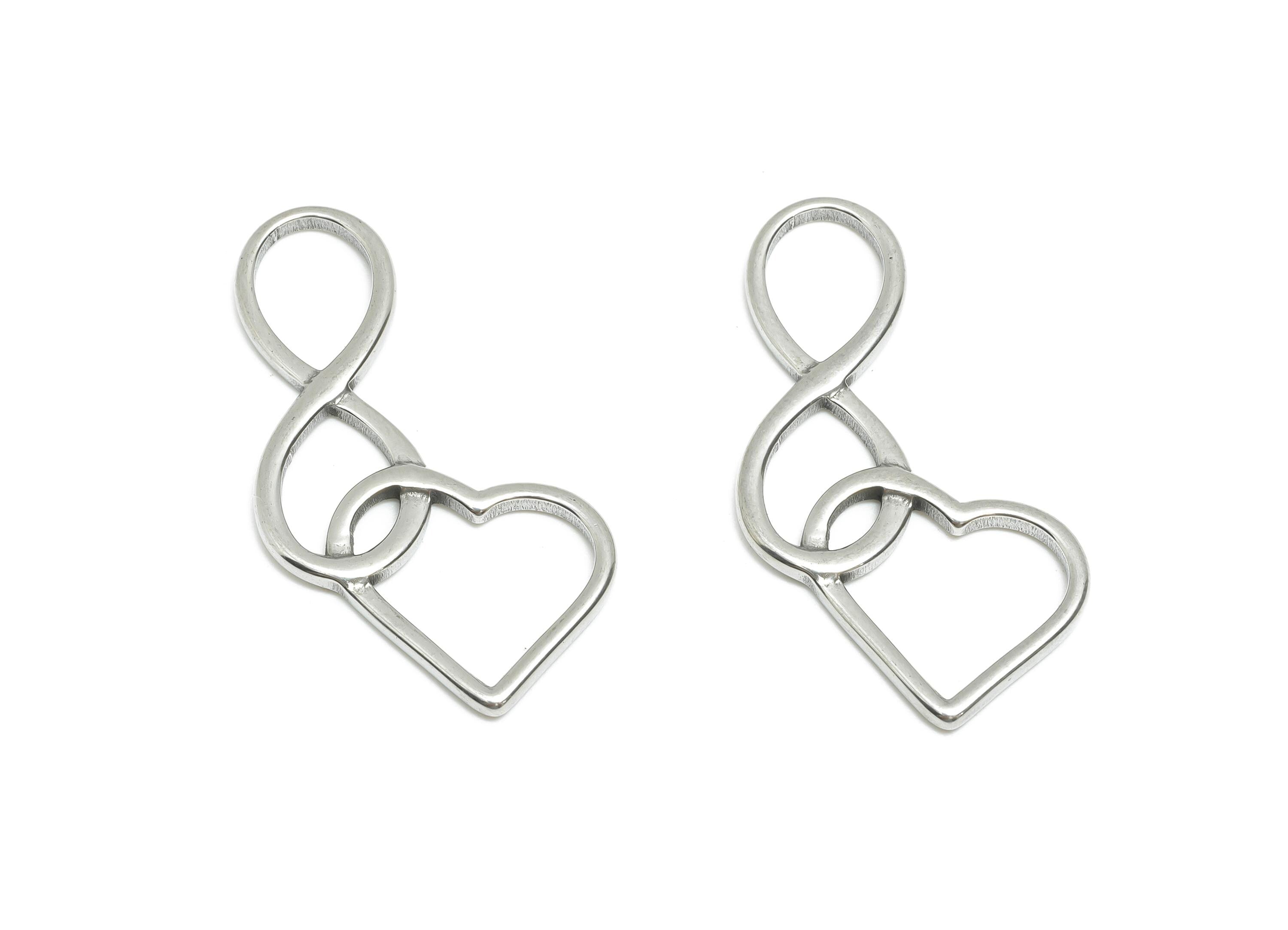 Steel Infinity Heart Charm - Steel Love Infinity Pendant - Heart and Infinity Shape Charm - Stainless Steel Jewelry - 35x16x1.72mm - SS1746 - DOMEDBAZAAR