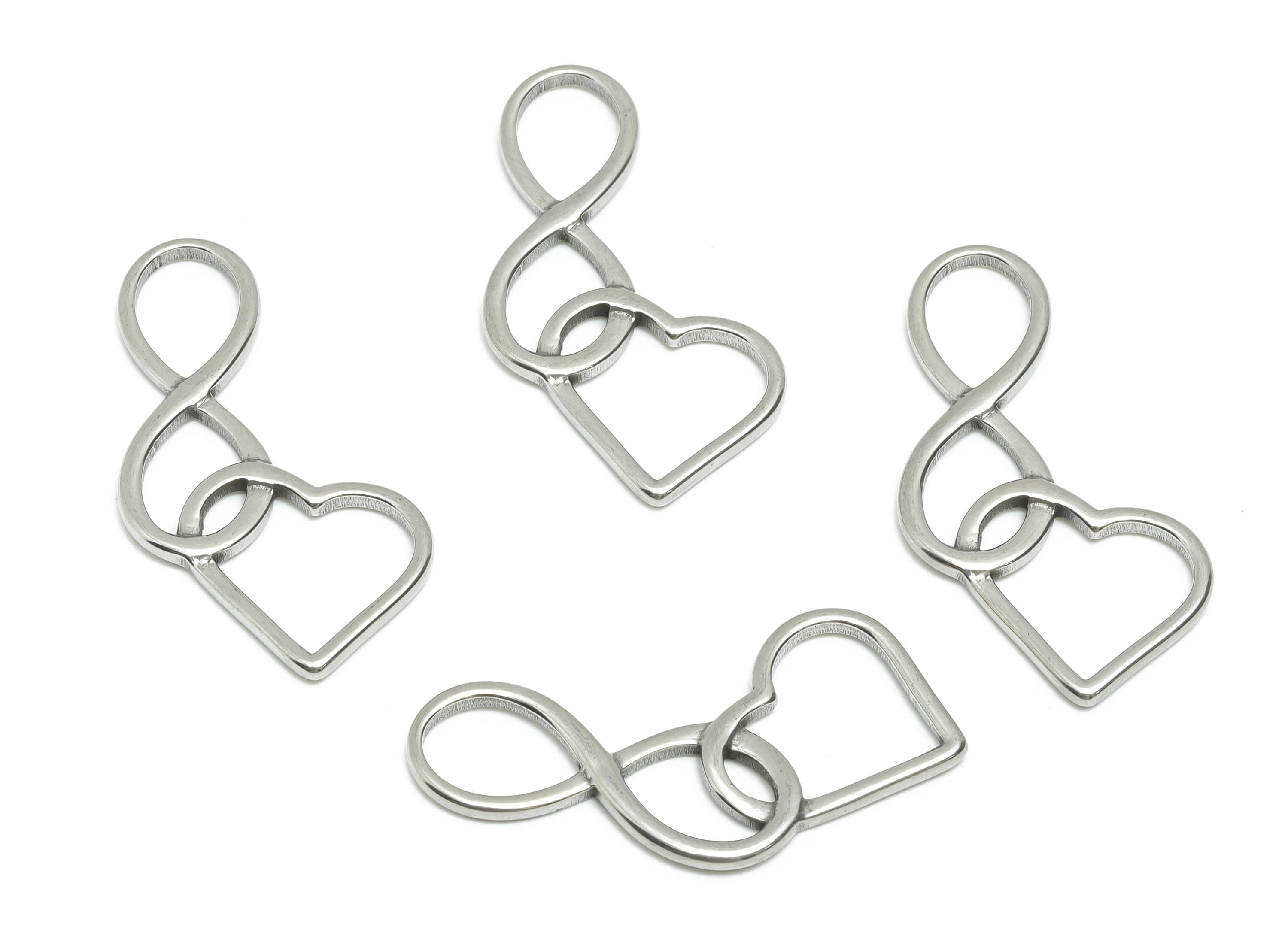 Steel Infinity Heart Charm - Steel Love Infinity Pendant - Heart and Infinity Shape Charm - Stainless Steel Jewelry - 35x16x1.72mm - SS1746 - DOMEDBAZAAR