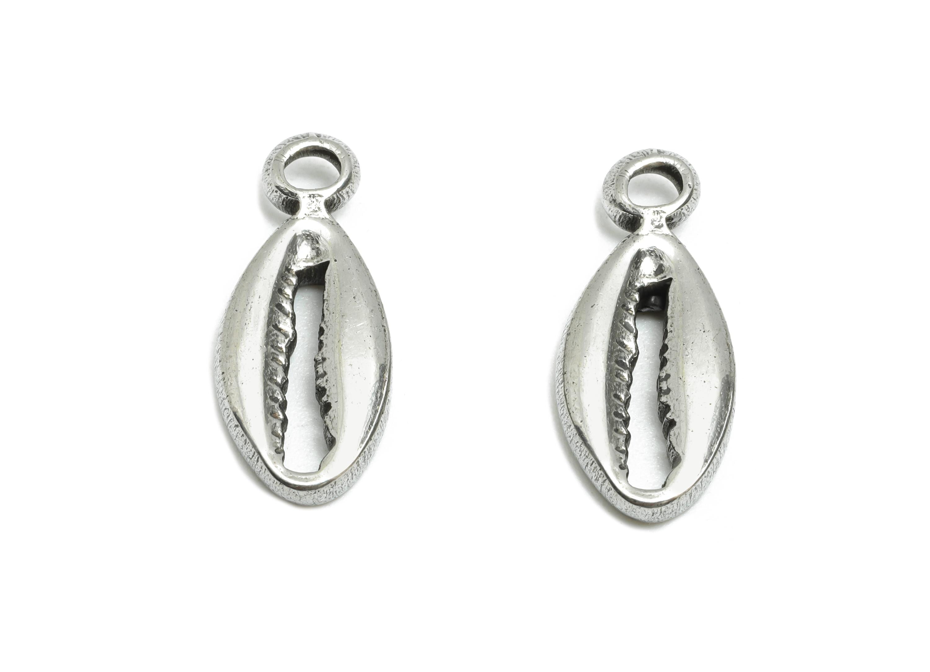 Steel Seashell Pendant - Textured Starfish Charms for Bracelet - Summer Marine Life Pendant - Coastal Jewelry - 17.8x7.82x3.15mm - SS1832 - DOMEDBAZAAR