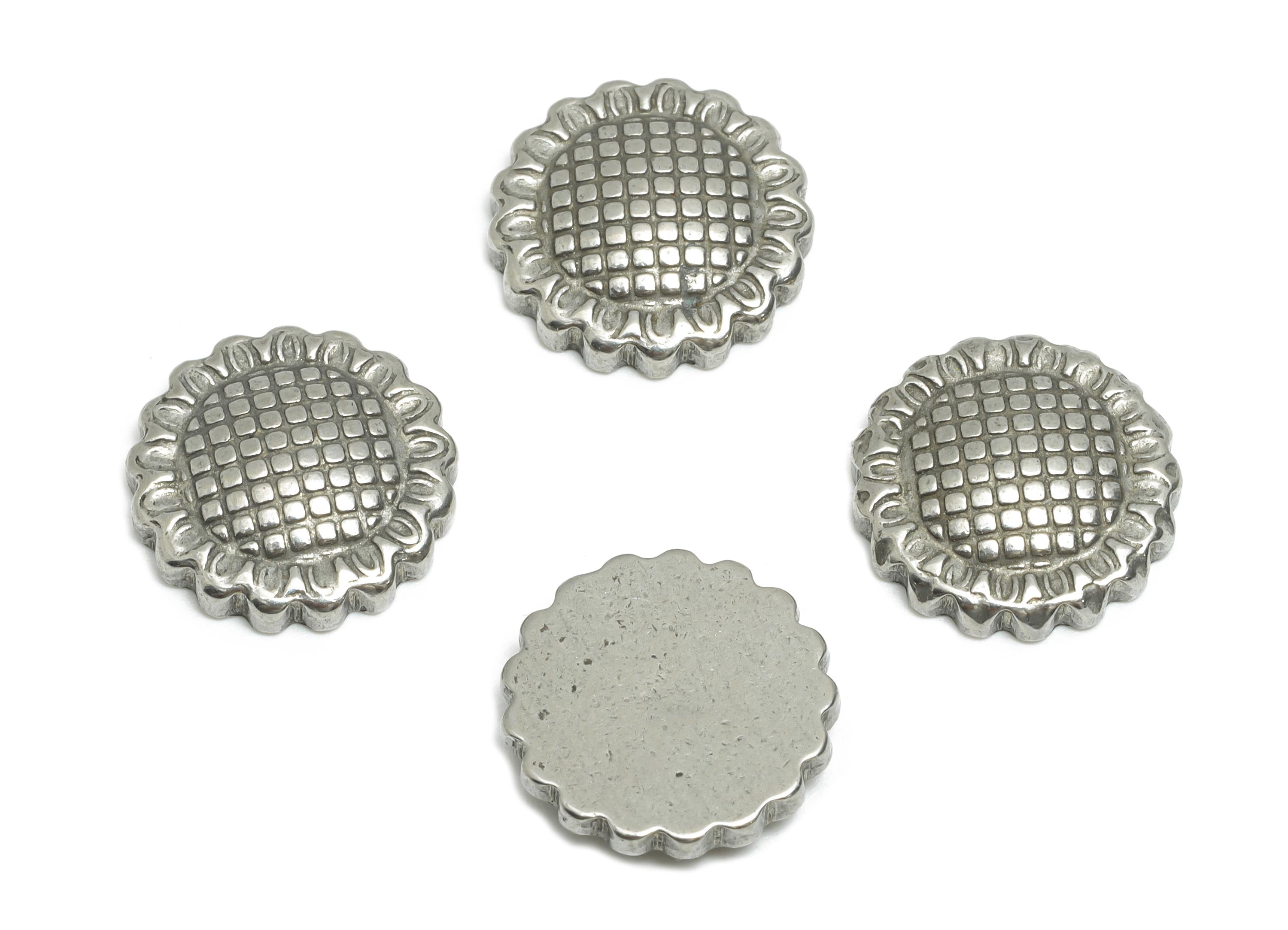 Stainless Steel Sunflower Charm - Textured Botanical Flower Charm - Minimalist Flower Design - Elegant Jewelry Making - 12x12x2.9mm - SS1830 - DOMEDBAZAAR