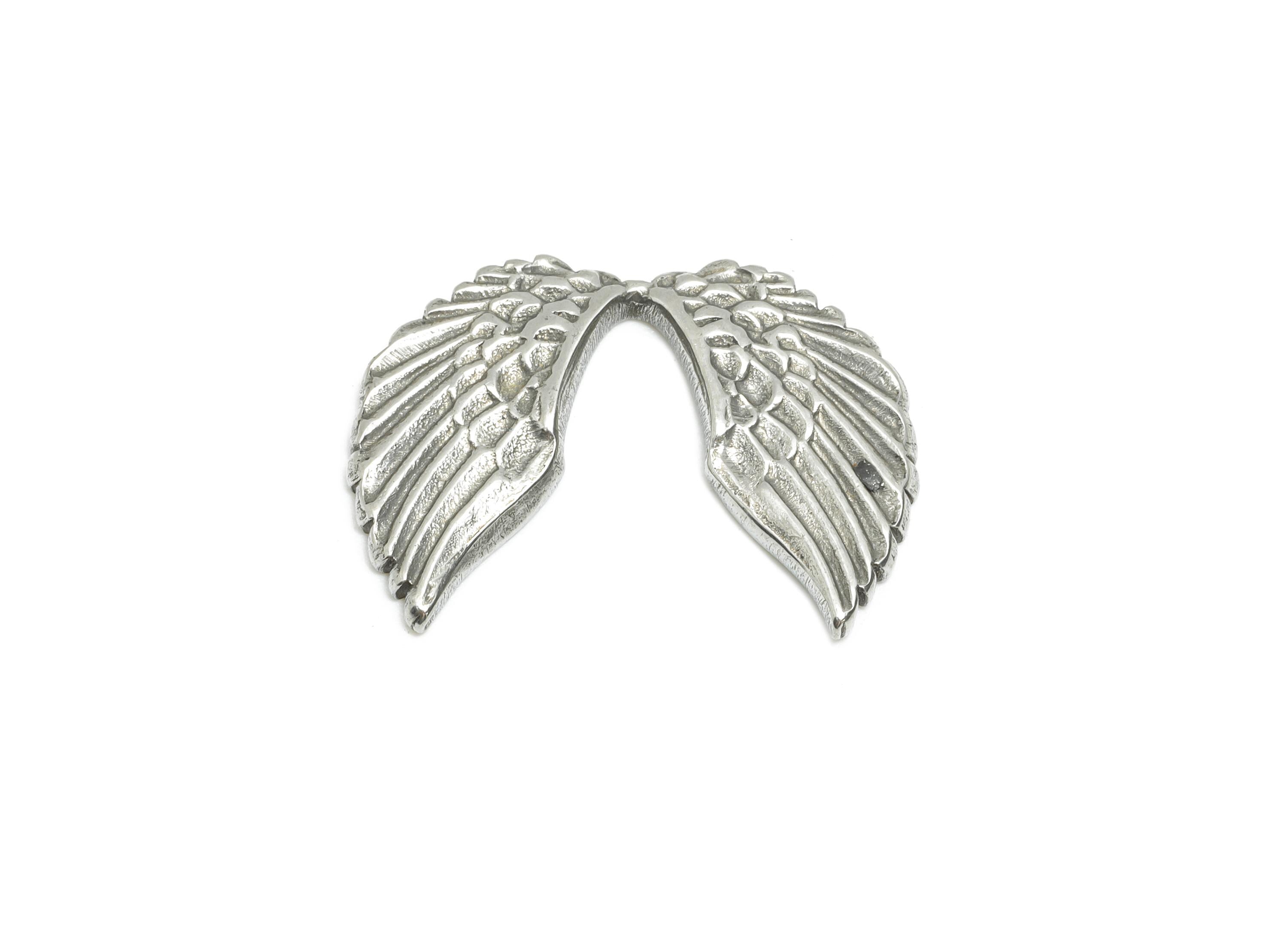 Stainless Steel Wing Charm - Textured Silver Wing Charm - Stainless Steel Angel Wing Design - Metal Craft Supplies - 21x15.5x1.98mm - SS1747 - DOMEDBAZAAR