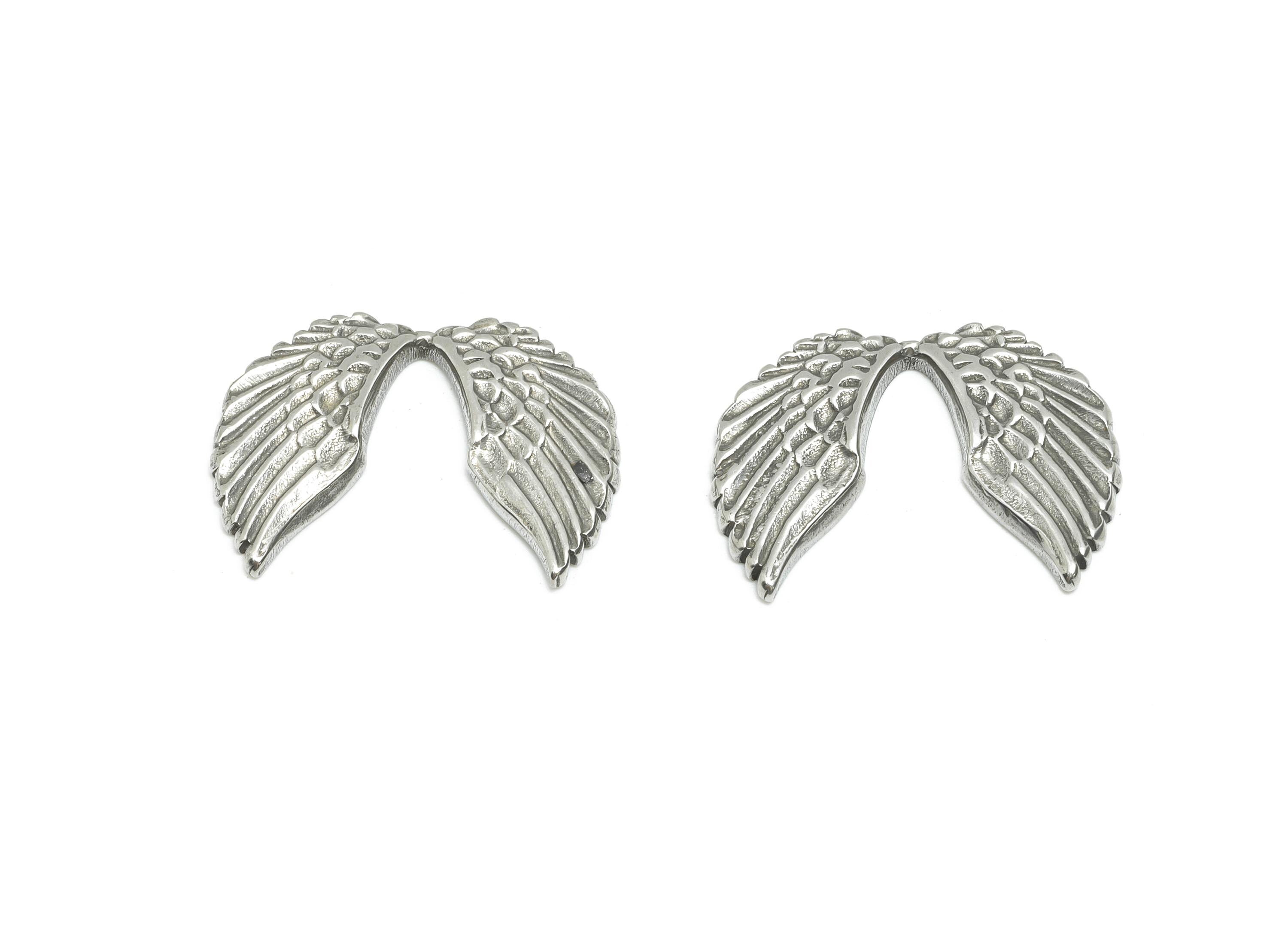 Stainless Steel Wing Charm - Textured Silver Wing Charm - Stainless Steel Angel Wing Design - Metal Craft Supplies - 21x15.5x1.98mm - SS1747 - DOMEDBAZAAR