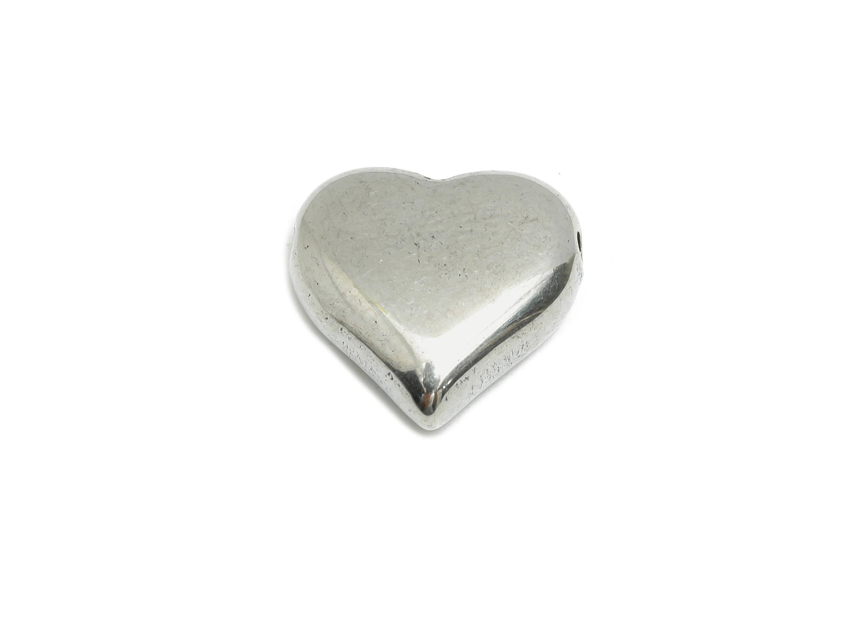 Stainless Steel Heart Beads - Smooth Silver Heart Bracelet Bead - Whimsical Heart Jewelry - DIY Jewelry Making - 15x15x5.7mm - SS1731 - DOMEDBAZAAR