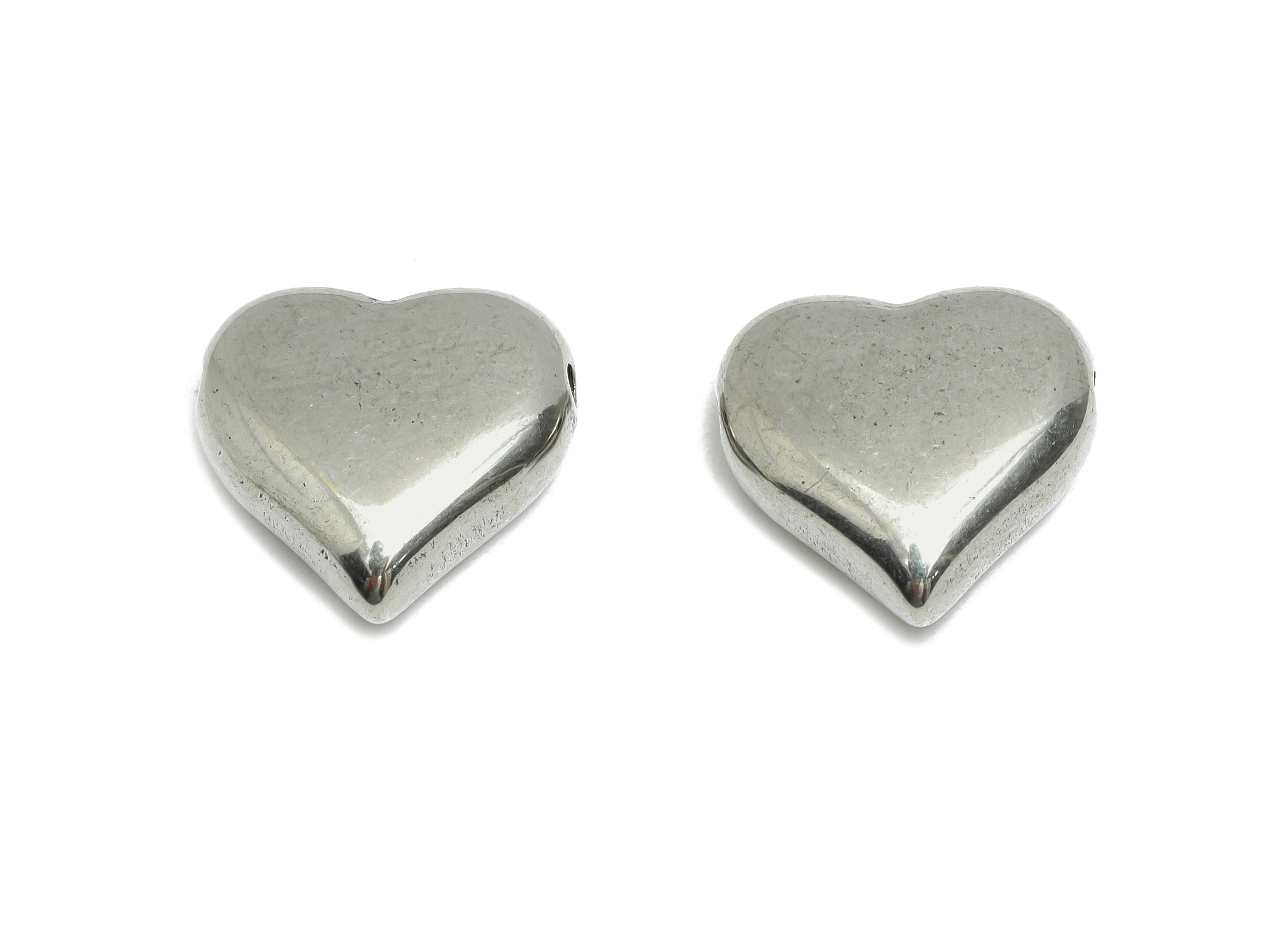 Stainless Steel Heart Beads - Smooth Silver Heart Bracelet Bead - Whimsical Heart Jewelry - DIY Jewelry Making - 15x15x5.7mm - SS1731 - DOMEDBAZAAR
