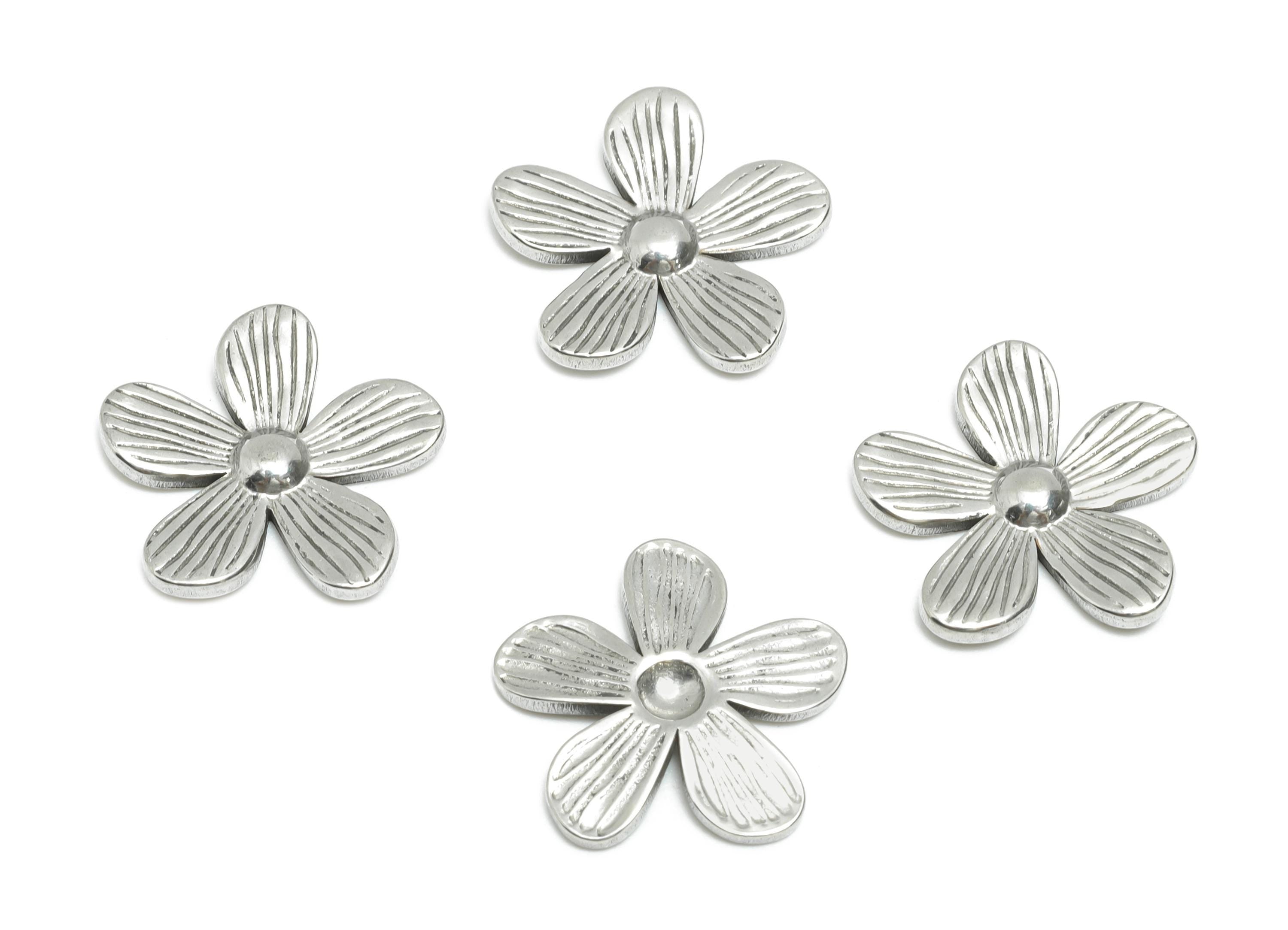 Stainless Steel Flower Charm - Textured Botanical Flower Charm - Spring Floral Design - Elegant Jewelry Making - 15.3x15.8x1.96mm - SS1772 - DOMEDBAZAAR