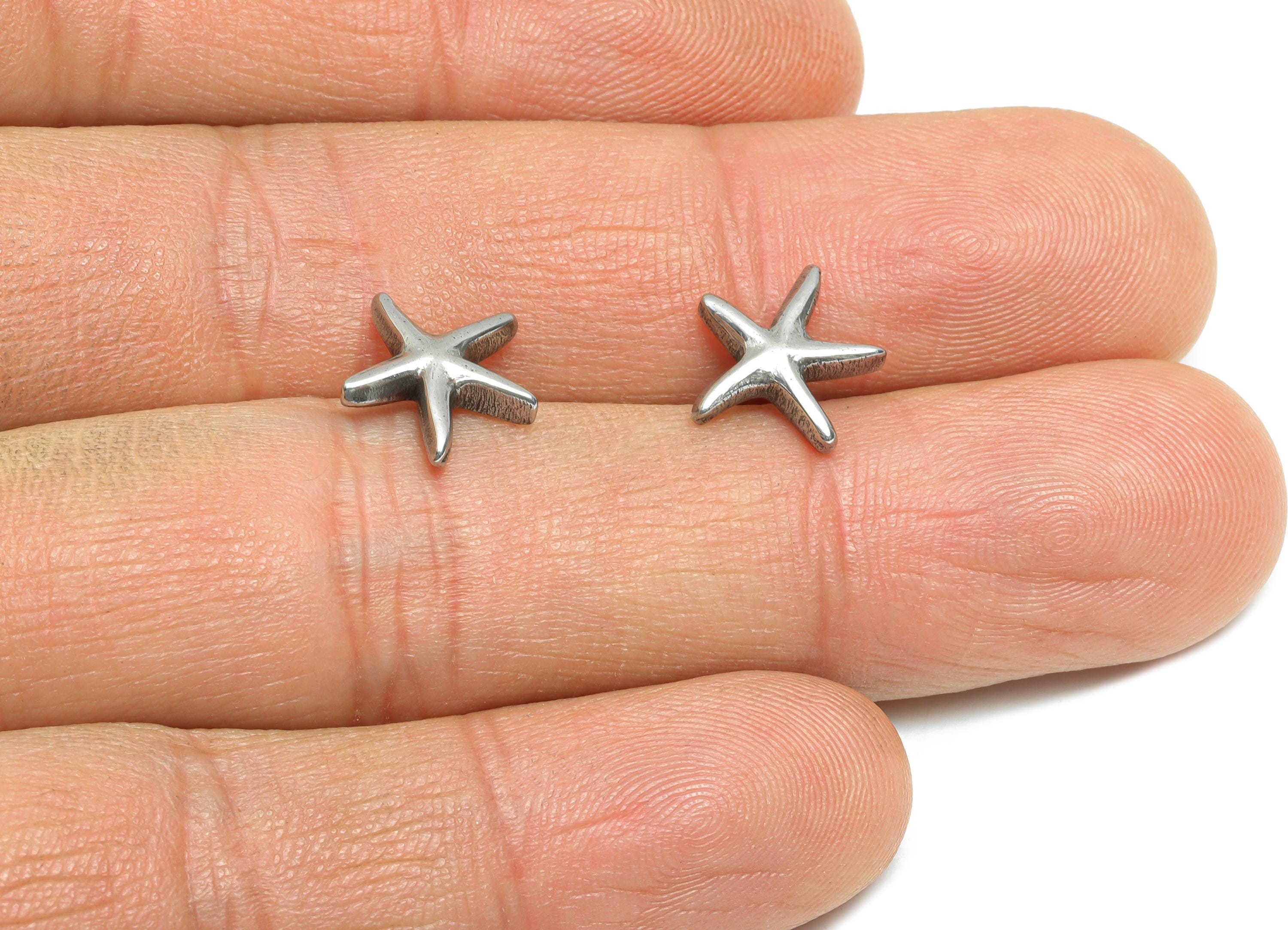 Stainless Steel Starfish Charms - Mini Metallic Starfish Design - 304 Stainless Steel - Marine Life Jewelry Making - 10.36x11x3.2mm - SS1777 - DOMEDBAZAAR