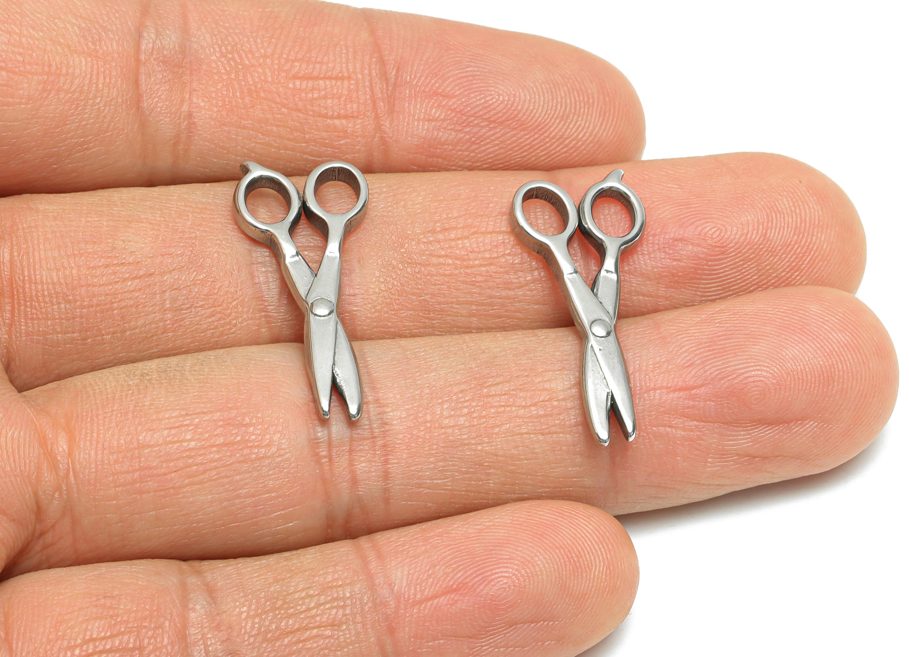 Steel Scissors Charm - Metal Scissors Pendant for Necklace - Creative Steel Gift Charm - Whimsical Crafting Jewelry - 28.35x12x2mm - SS1958 - DOMEDBAZAAR