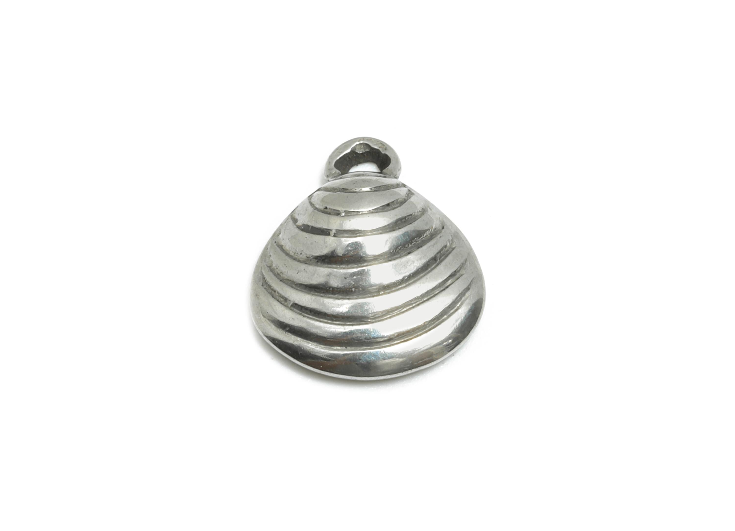 Steel Shell Charms - Simple Silver Shell Charm for Bracelet - Steel Marine Life Charm - Minimalist Jewelry DIY - 11.05x9.65x3.08mm - SS1788 - DOMEDBAZAAR