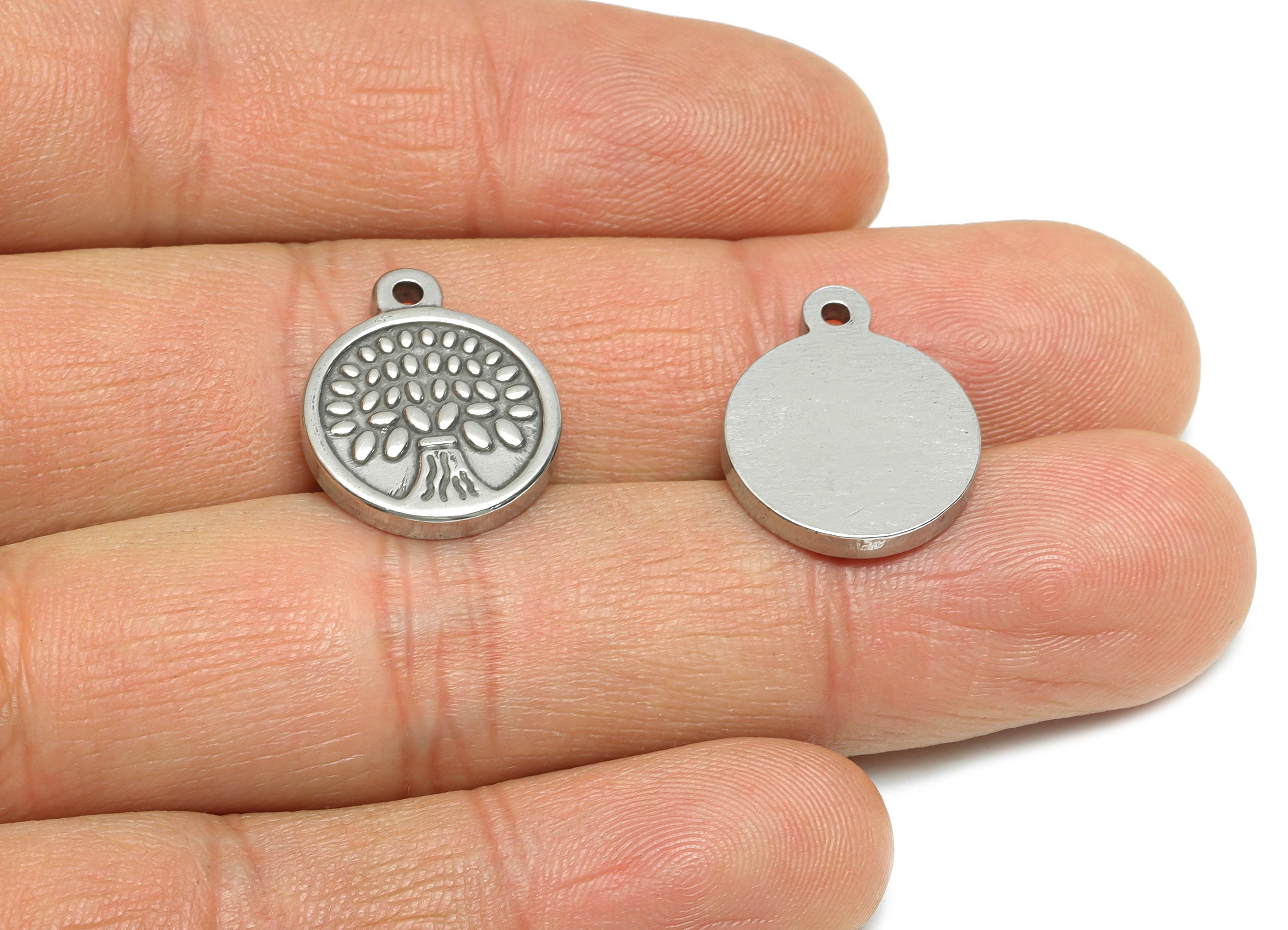 Tree of Life Pendant - Rooted Tree Pendant for Necklace - Textured DIY Jewelry Making - Growth Stability Symbol - 18.6x15.24x2.38mm - SS1894 - DOMEDBAZAAR