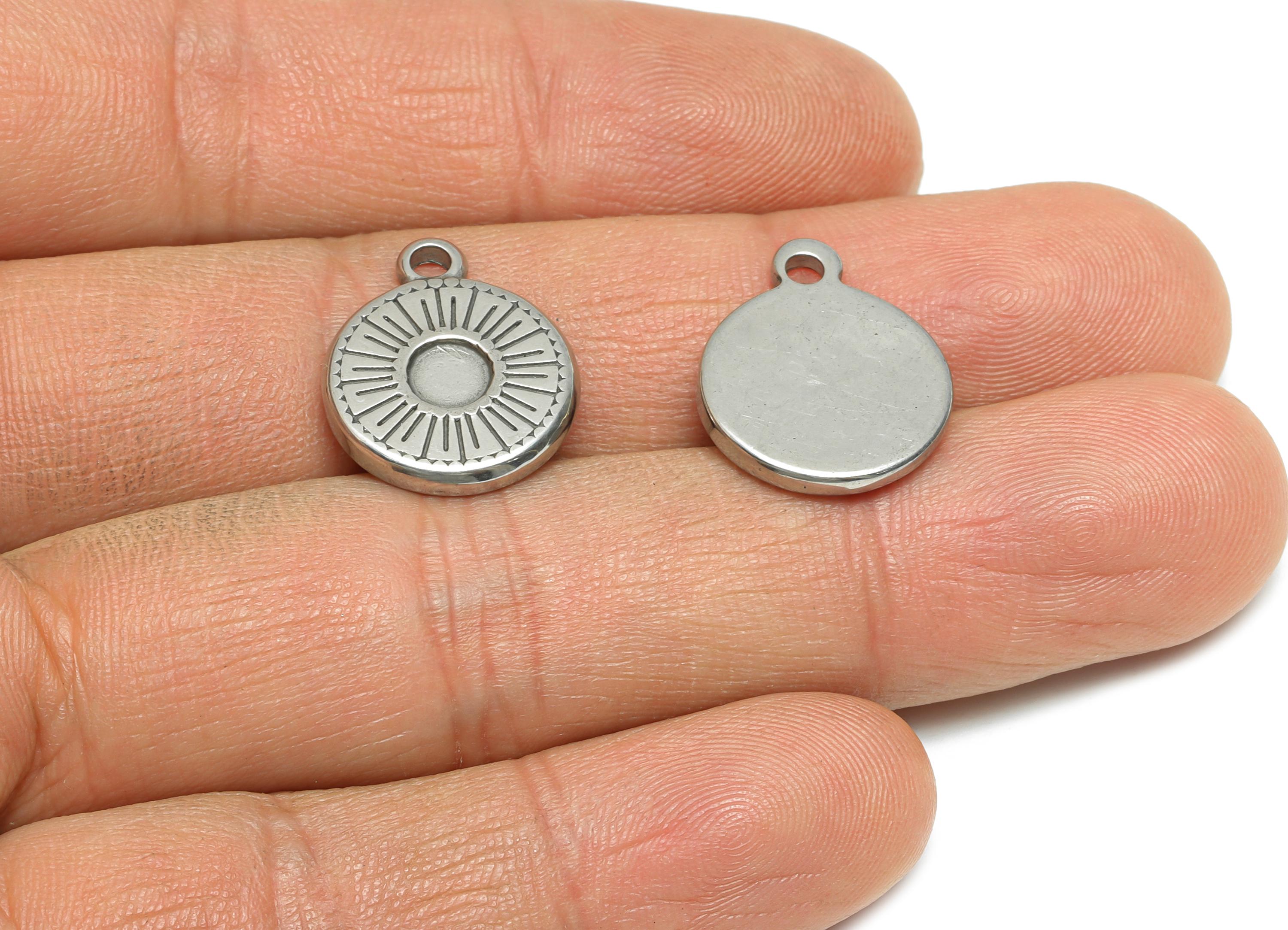 Steel Sunburst Heart Pendant - Textured Sunshine Charm for Necklace - Handmade Jewelry For Gemstone - Steel Jewelry - 19x15x2.39mm - SS1931 - DOMEDBAZAAR