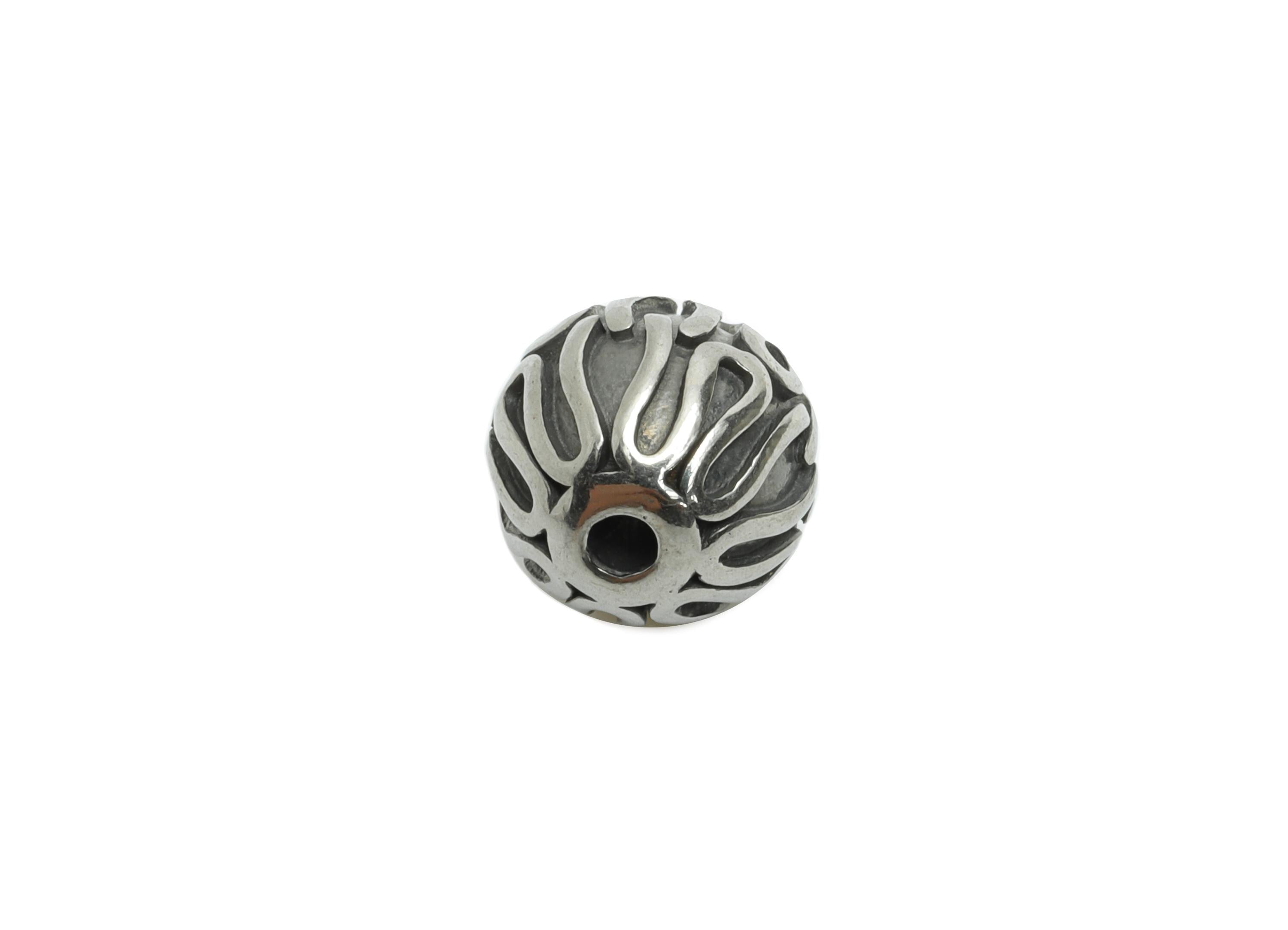 Stainless Steel Leaf Beads - Vintage Spacer Bead for Bracelet - Embossed Spacer Bead - Round Spacer Beads - 9x9x9.93mm - SS1593 - DOMEDBAZAAR