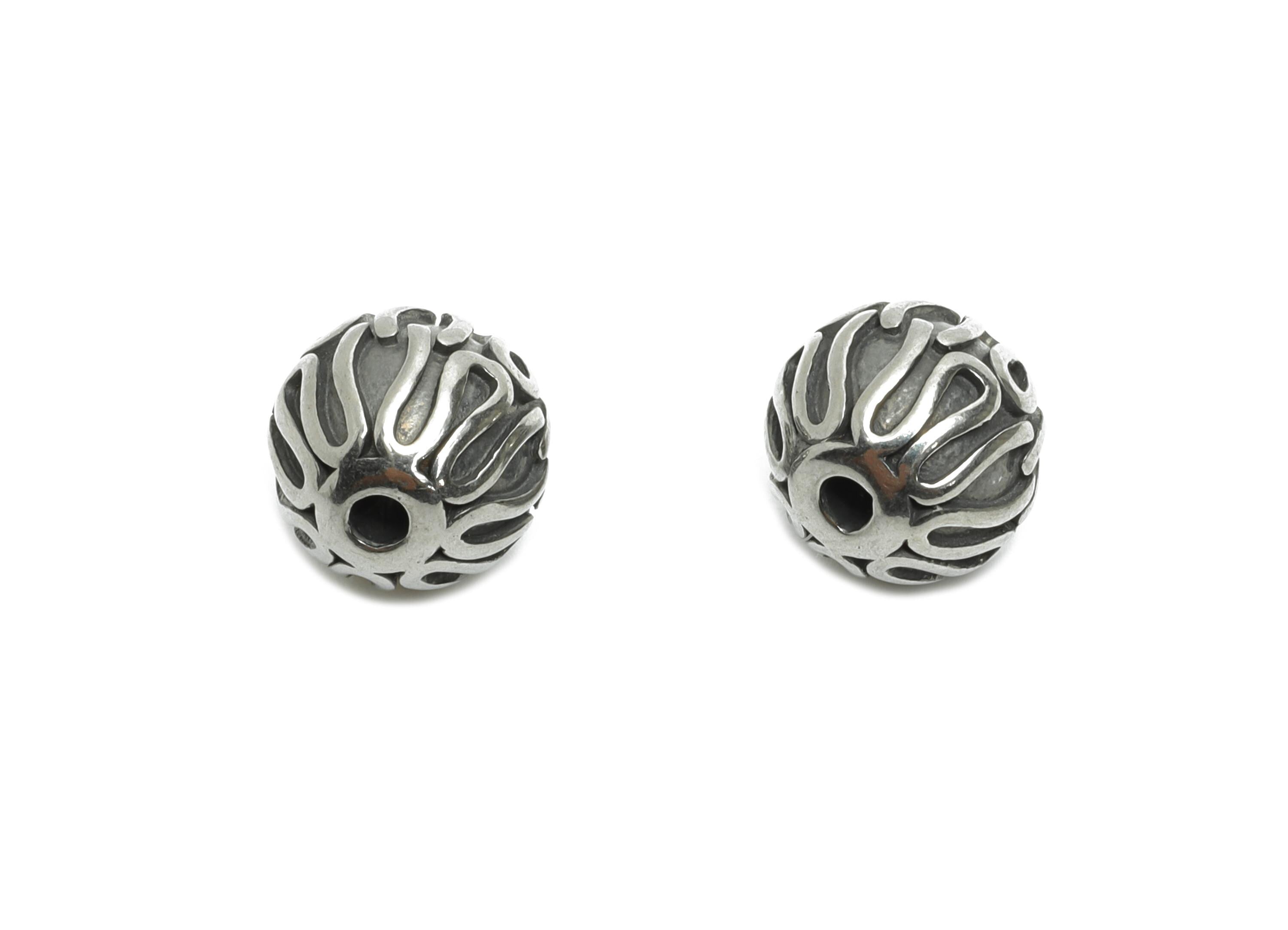 Stainless Steel Leaf Beads - Vintage Spacer Bead for Bracelet - Embossed Spacer Bead - Round Spacer Beads - 9x9x9.93mm - SS1593 - DOMEDBAZAAR