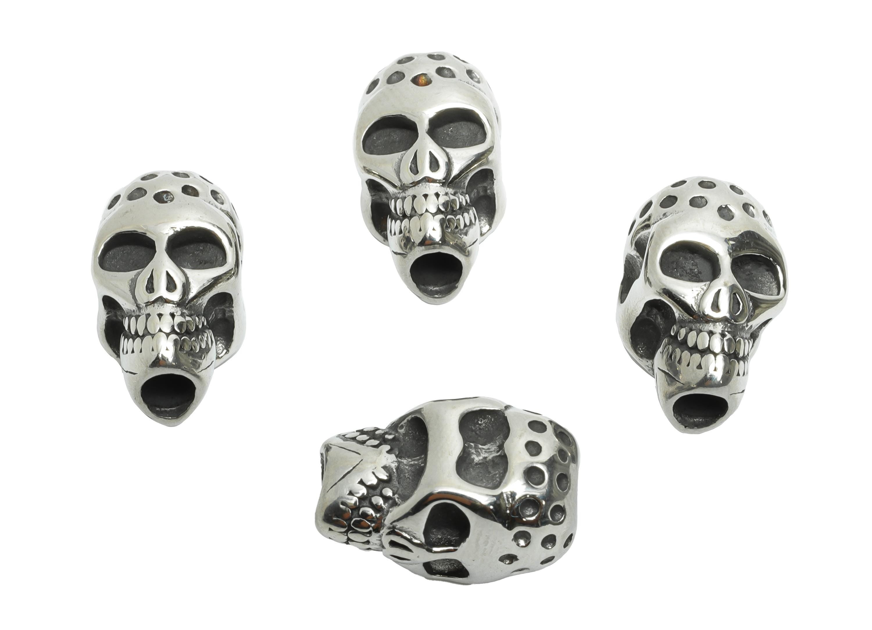 Steel Skull Bead - Skull Spacer Bead for Bracelet - 304 Stainless Steel - Punk Style Charm - Halloween Jewelry - 17.35x10.42x11.4mm - SS1576 - DOMEDBAZAAR