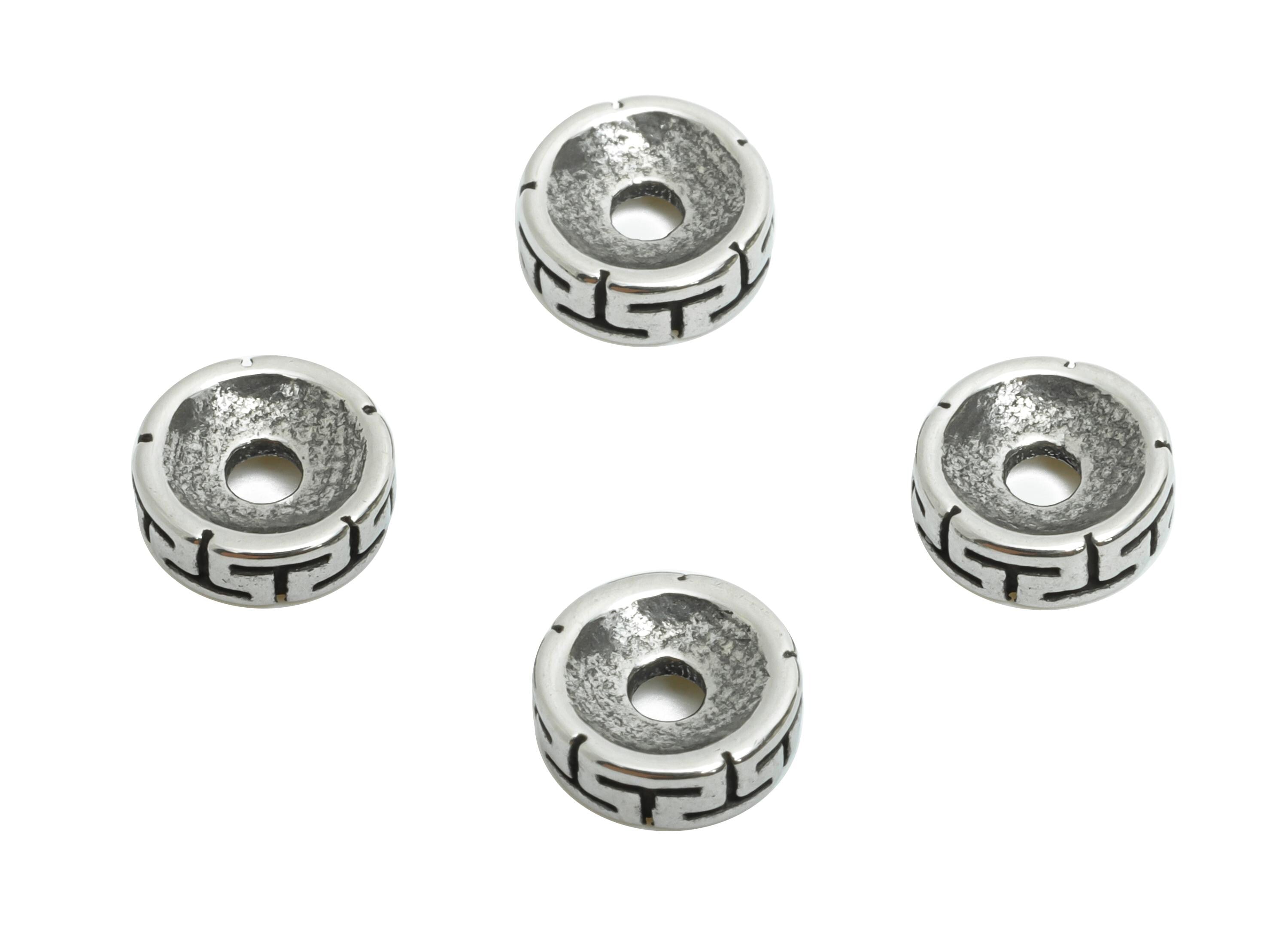 Stainless Steel Geometric Bead - Vintage Spacer Bead for Bracelet - Handcrafted Metal Bead - DIY Jewelry Space Beads - 8x8.25x2mm - SS1598 - DOMEDBAZAAR