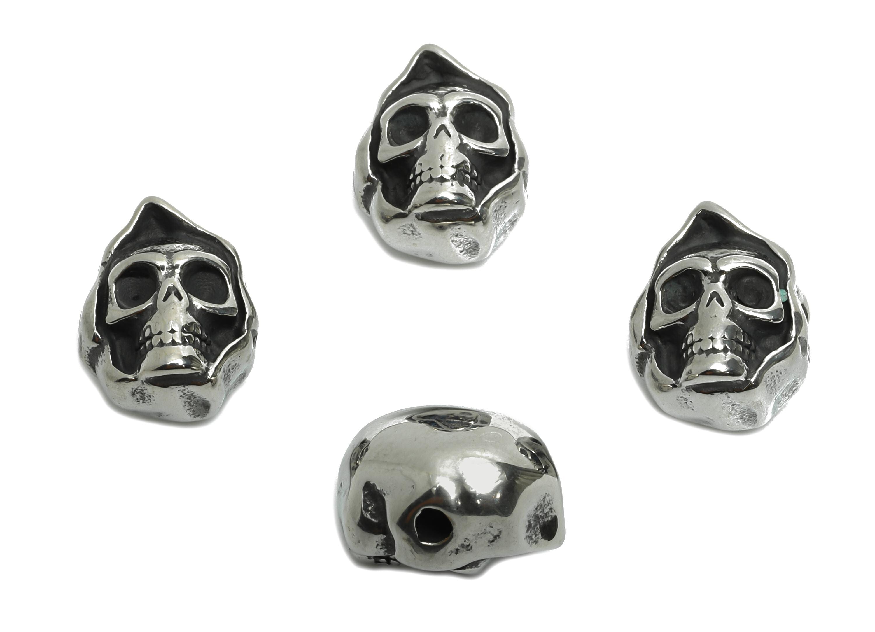 Steel Skull Bead - Skull Spacer Bead for Bracelet - Halloween Skull Bead - Punk Style Charm - Dark Aesthetic Beads - 13x10x9.15mm - SS1578 - DOMEDBAZAAR