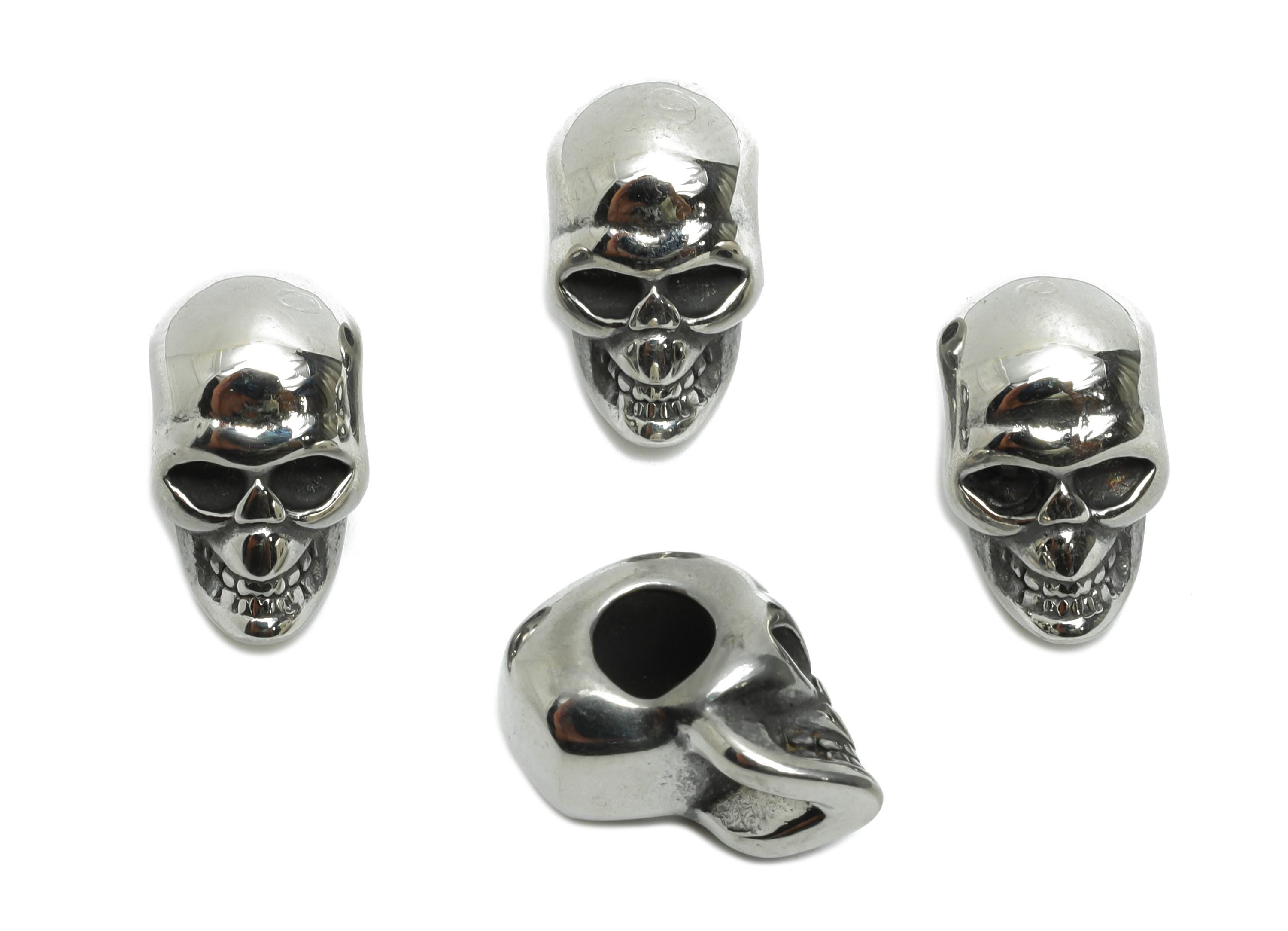 Steel Skull Bead - Skull Spacer Bead for Bracelet - Halloween Skull Bead - Silver Skull Beads - Dark Aesthetic Beads - 16x8.72x12mm - SS1575 - DOMEDBAZAAR