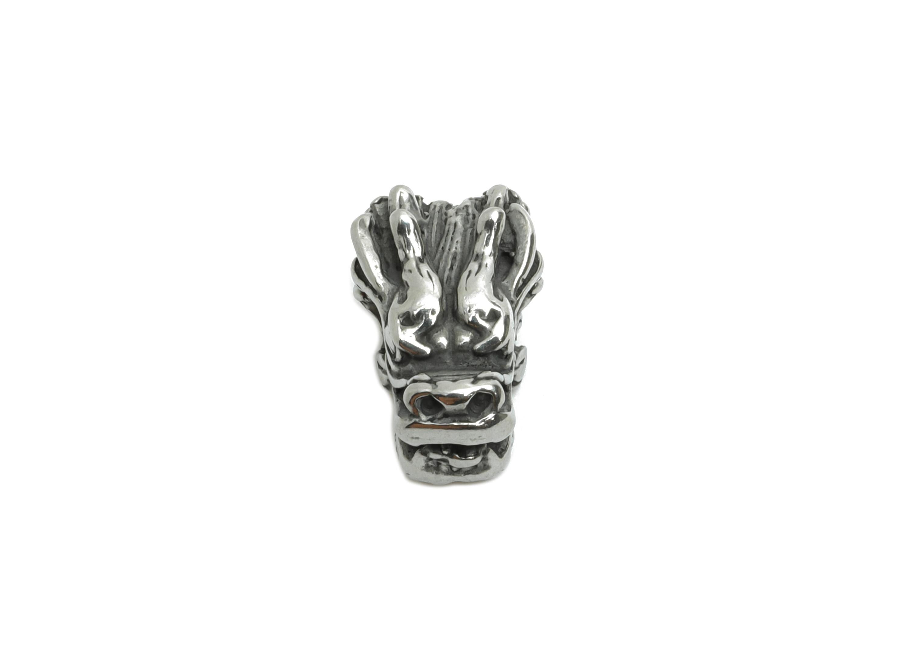 Stainless Steel Dragon Beads - Dragon Head Spacer Bead for Bracelet - 304 Stainless Steel - Textured Steel Spacer Bead - 12x7x7mm - SS1583 - DOMEDBAZAAR