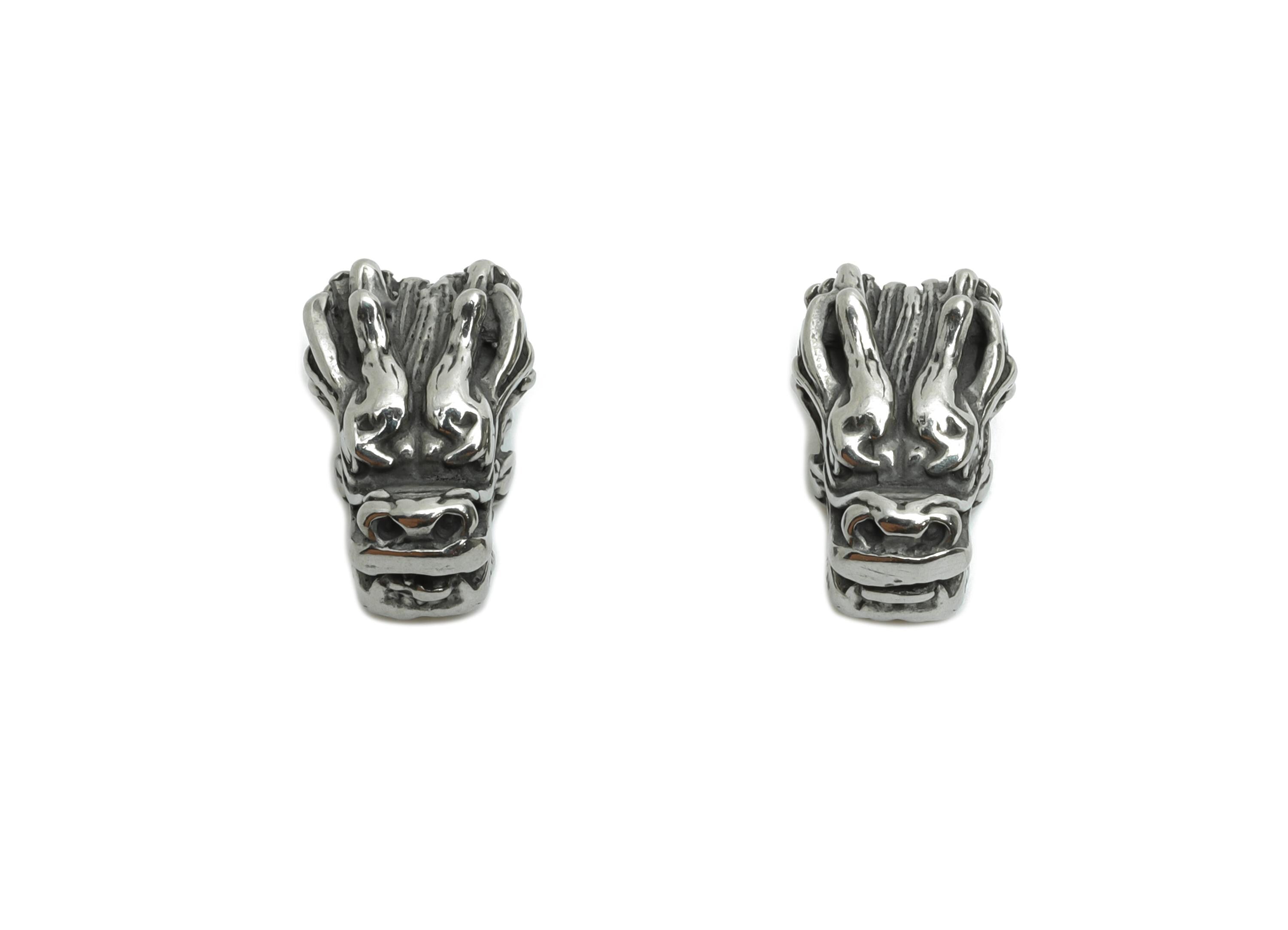 Stainless Steel Dragon Beads - Dragon Head Spacer Bead for Bracelet - 304 Stainless Steel - Textured Steel Spacer Bead - 12x7x7mm - SS1583 - DOMEDBAZAAR