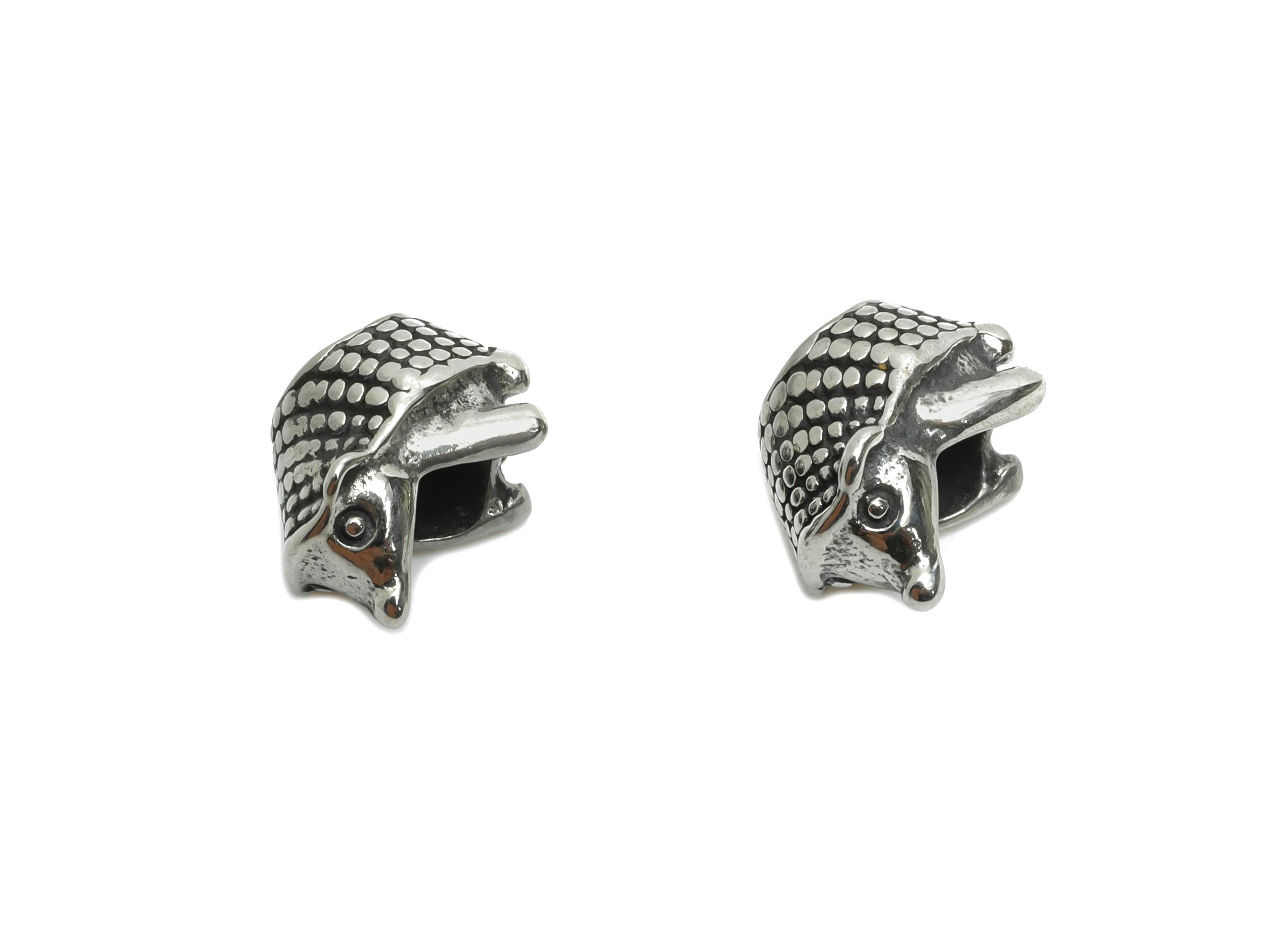 Stainless Steel Hedgehog Bead - Vintage Spacer Bead for Bracelet - DIY Handmade Bead Jewelry - Detailed Spacer Beads - 11x8x9.85mm - SS1585 - DOMEDBAZAAR
