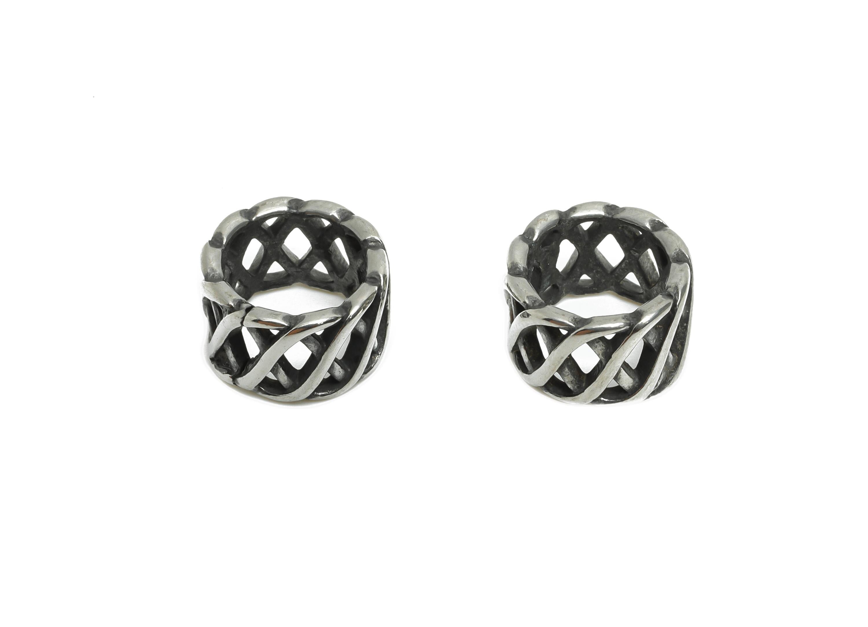 Stainless Steel Mesh Beads - Textured Spacer Bead for Bracelet - Braided Design Spacer Bead - 304 Stainless Steel - 11.4x11.4x7mm - SS1587 - DOMEDBAZAAR