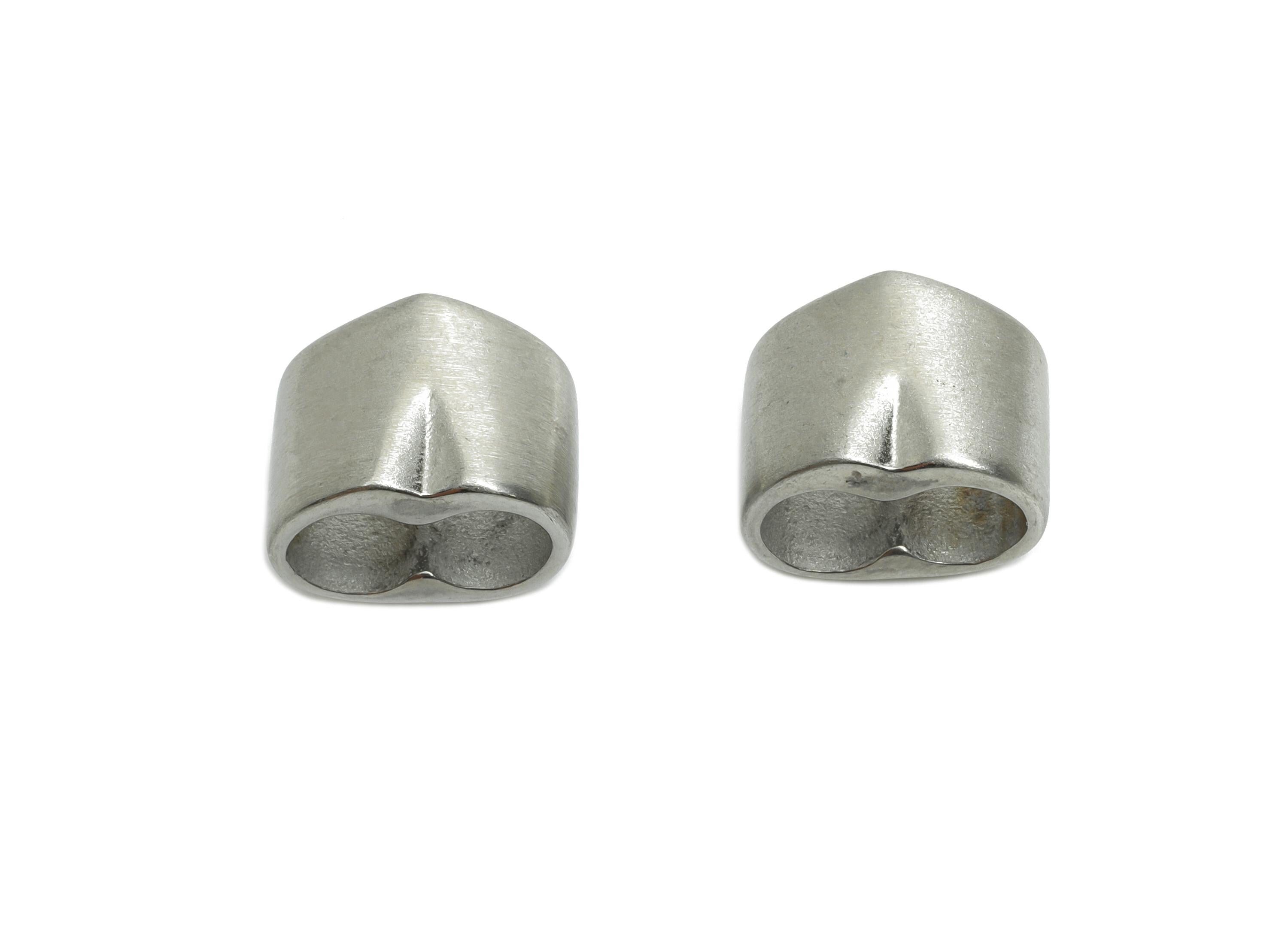 Steel Double Hole Beads - Adjustment Buckle for Leather Bracelet - 304 Stainless Steel - Modern Jewelry Component - 12.6x9x9mm - SS1591 - DOMEDBAZAAR