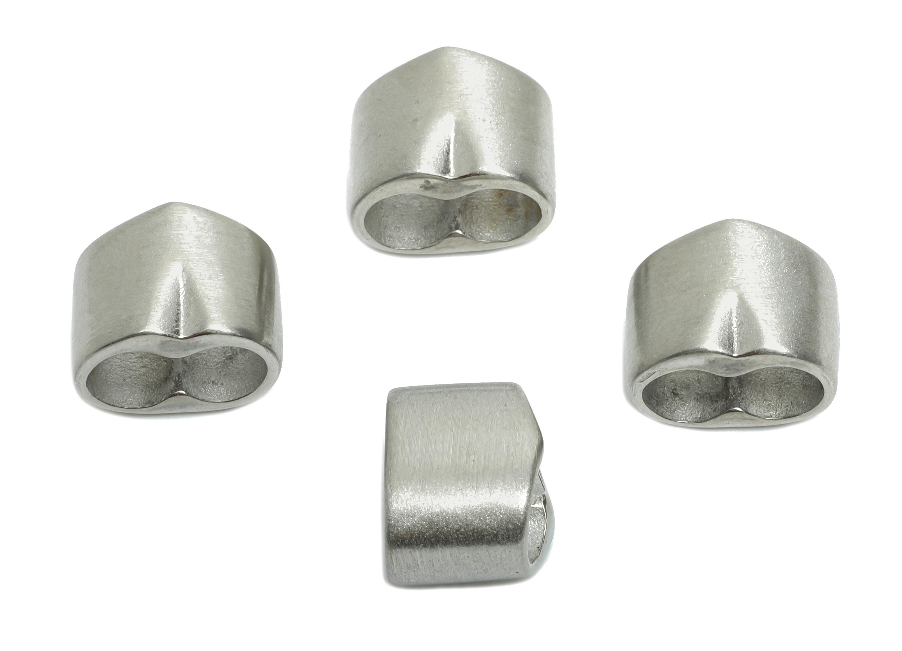 Steel Double Hole Beads - Adjustment Buckle for Leather Bracelet - 304 Stainless Steel - Modern Jewelry Component - 12.6x9x9mm - SS1591 - DOMEDBAZAAR