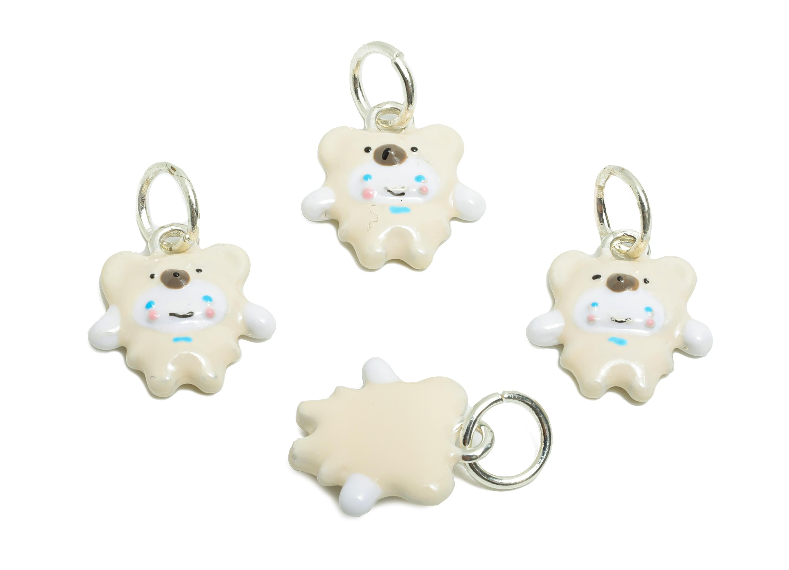 Alloy Bear Charms - Cute Enamel Bear Bracelet Charms - Dainty Alloy Animal Pendant for Kids - Jewelry Component DIY - 20x14x3.93mm - ZZ2074 - DOMEDBAZAAR