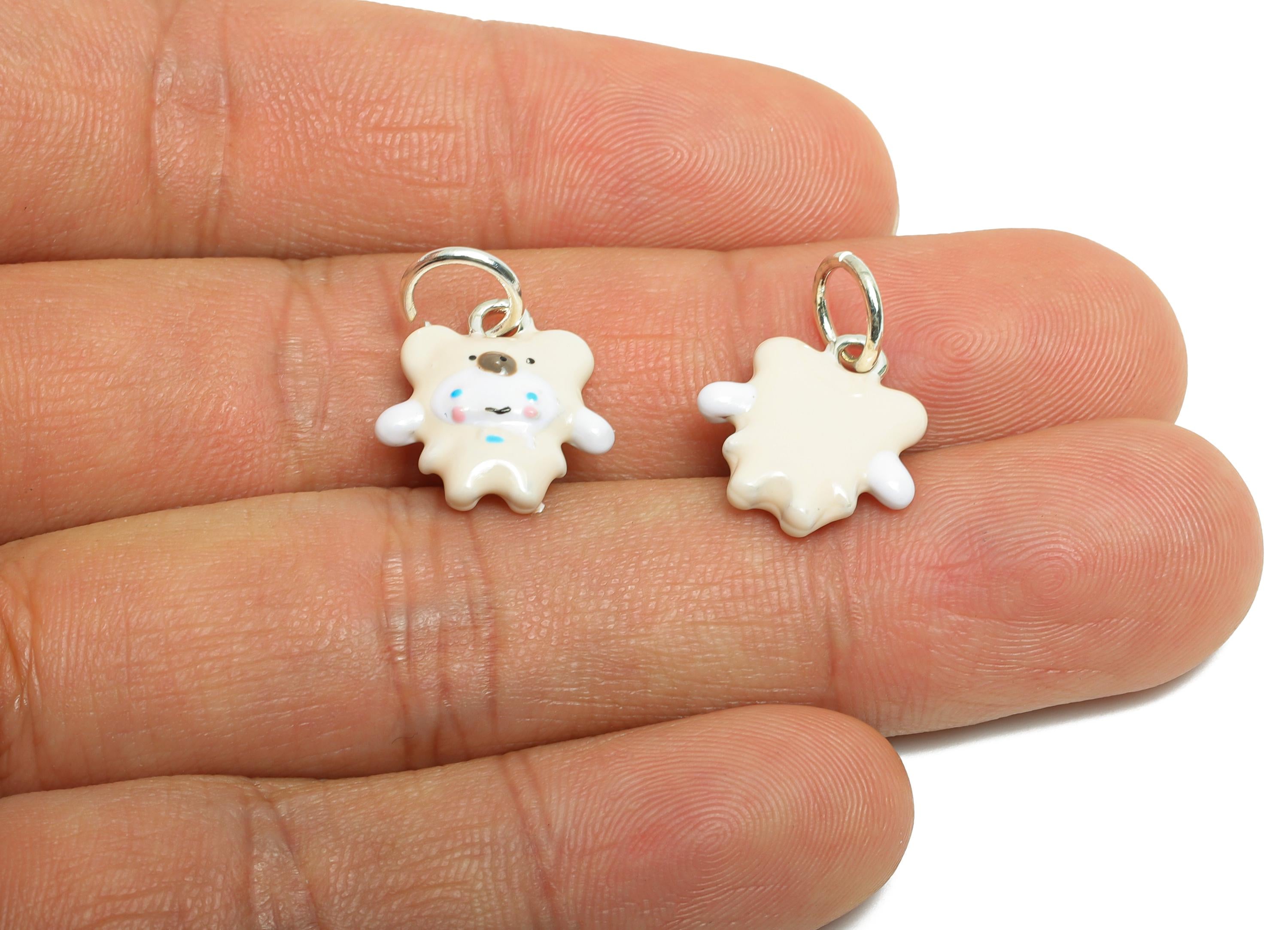 Alloy Bear Charms - Cute Enamel Bear Bracelet Charms - Dainty Alloy Animal Pendant for Kids - Jewelry Component DIY - 20x14x3.93mm - ZZ2074 - DOMEDBAZAAR