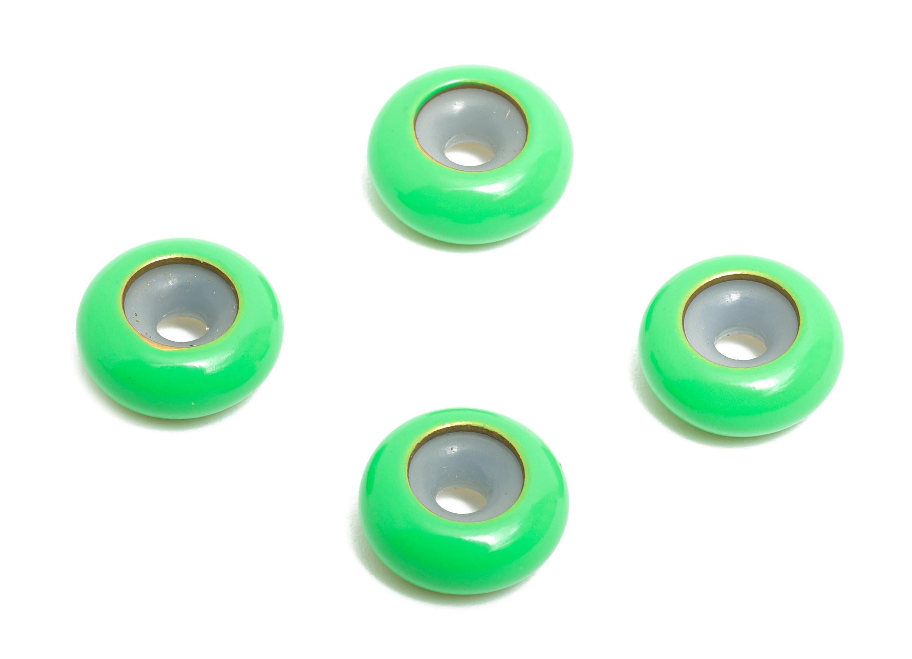 Green Donut Spacer Bead - Brass Enamel Rubber Bracelet Stopper Beads - Adjustable Rondelle Beads - Silicone Smart Bead - 10x10x4mm-RGP10463C - DOMEDBAZAAR