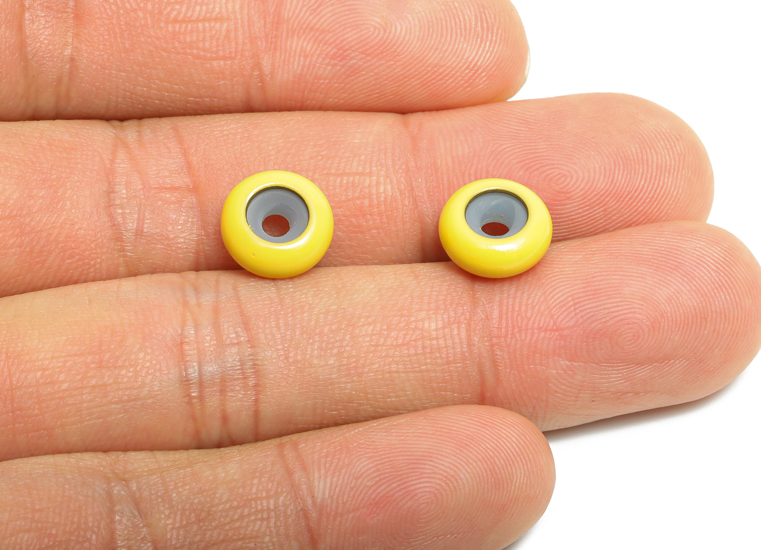 Yellow Donut Spacer Bead - Brass Enamel Rubber Bracelet Stopper Bead - Adjustable Rondelle Bead - Silicone Smart Bead - 10x10x4mm -RGP10463K - DOMEDBAZAAR
