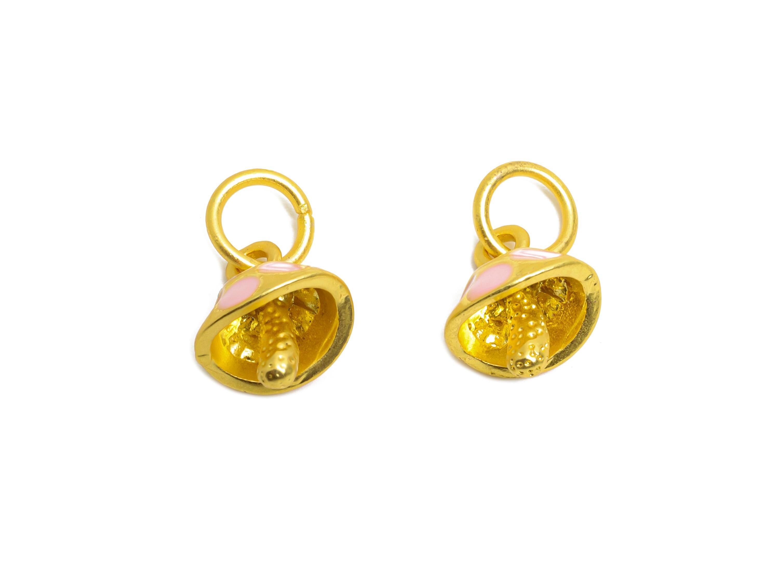 Alloy Cute Mushroom Charm - Colorful Enamel for Bracelet - Kawaii Fantasy Forest Charm - DIY Enamel Mushroom Pendant - 16x10x7mm - ZZ2078 - DOMEDBAZAAR