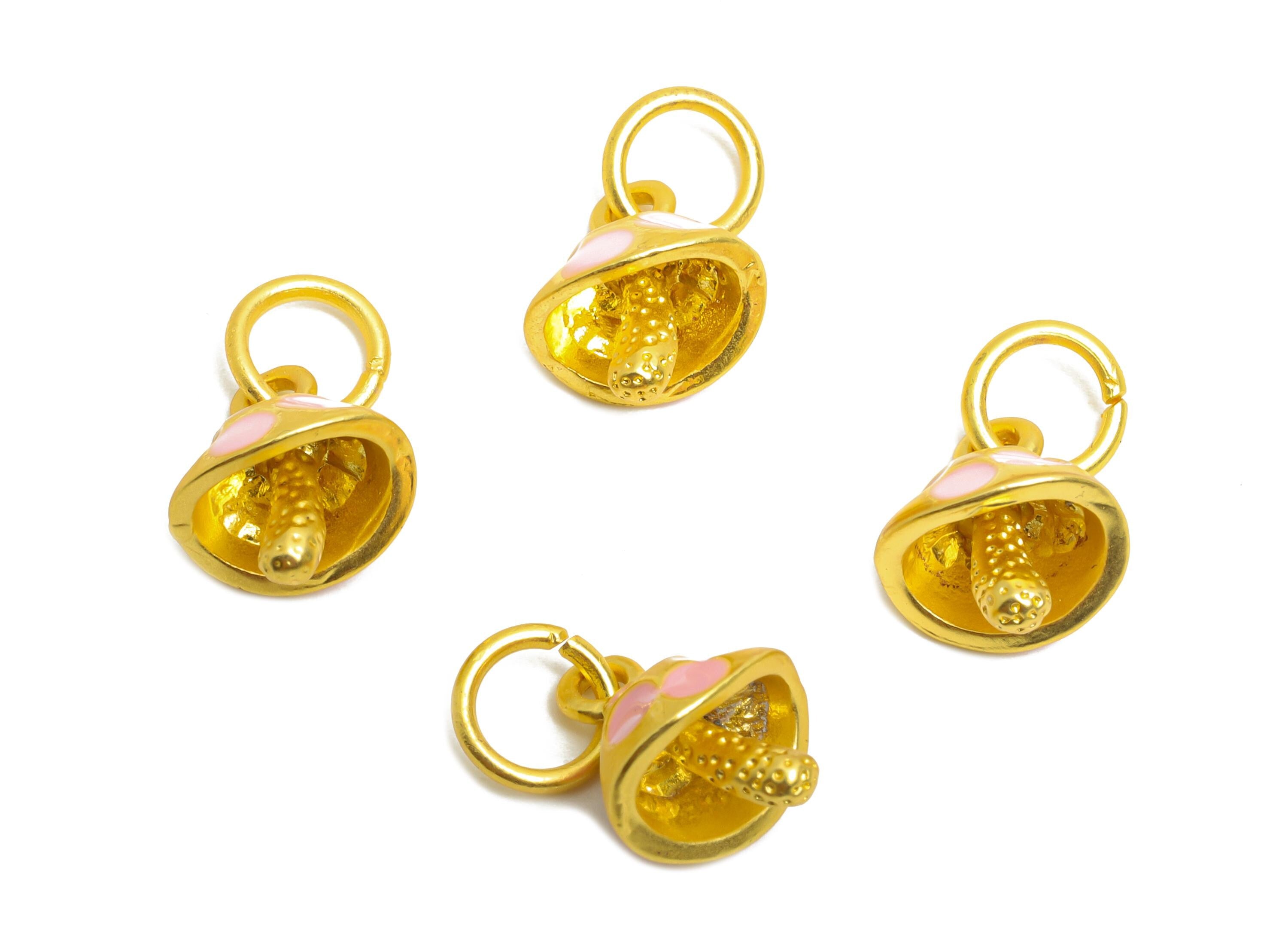 Alloy Cute Mushroom Charm - Colorful Enamel for Bracelet - Kawaii Fantasy Forest Charm - DIY Enamel Mushroom Pendant - 16x10x7mm - ZZ2078 - DOMEDBAZAAR