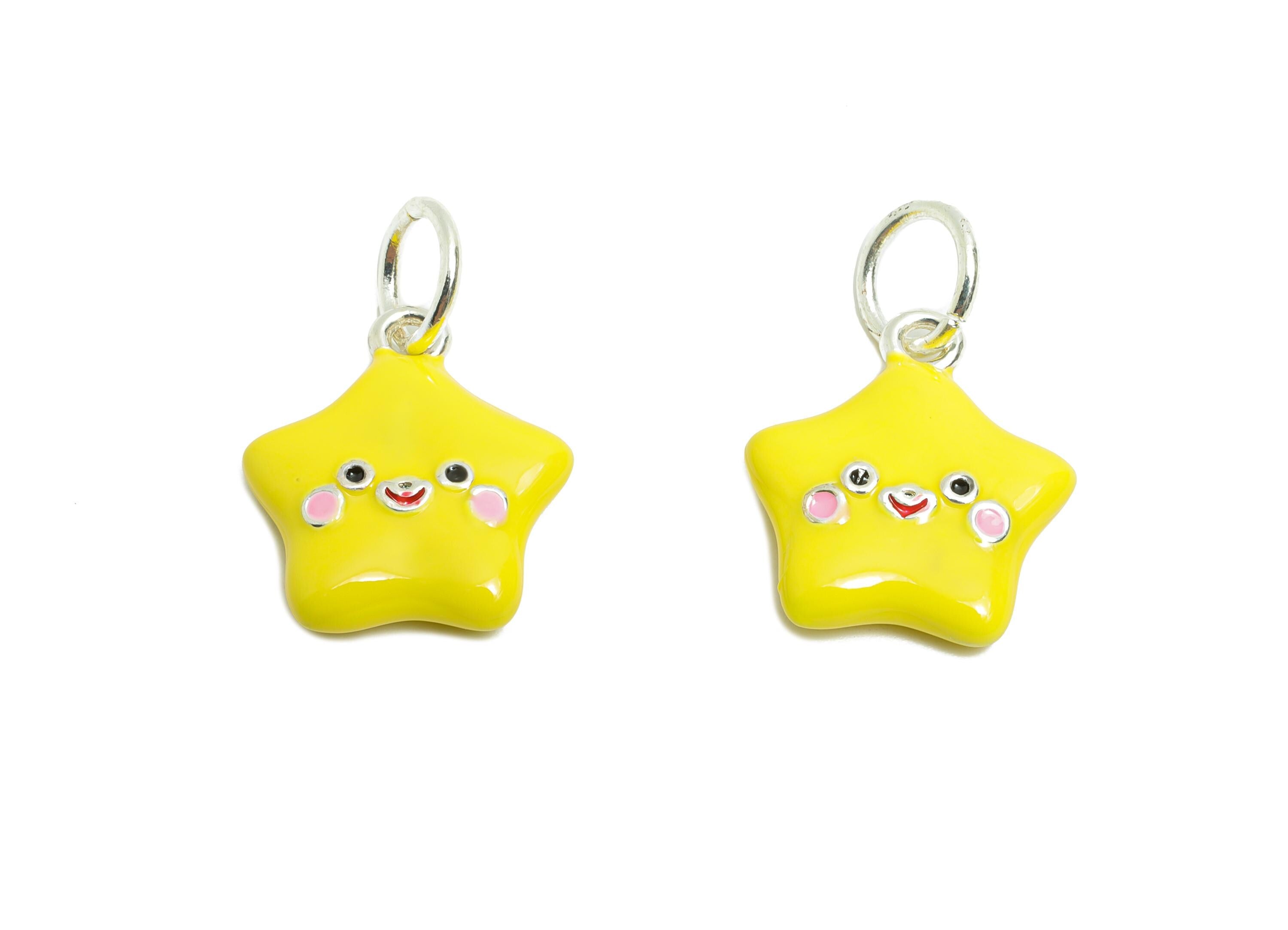 Alloy Cute Star Charm - Colorful Enamel for Bracelet - Kawaii Star Enamel Charm - Fun Happy Bright Yellow Star Charm - 21x15x3.8mm - ZZ2058 - DOMEDBAZAAR