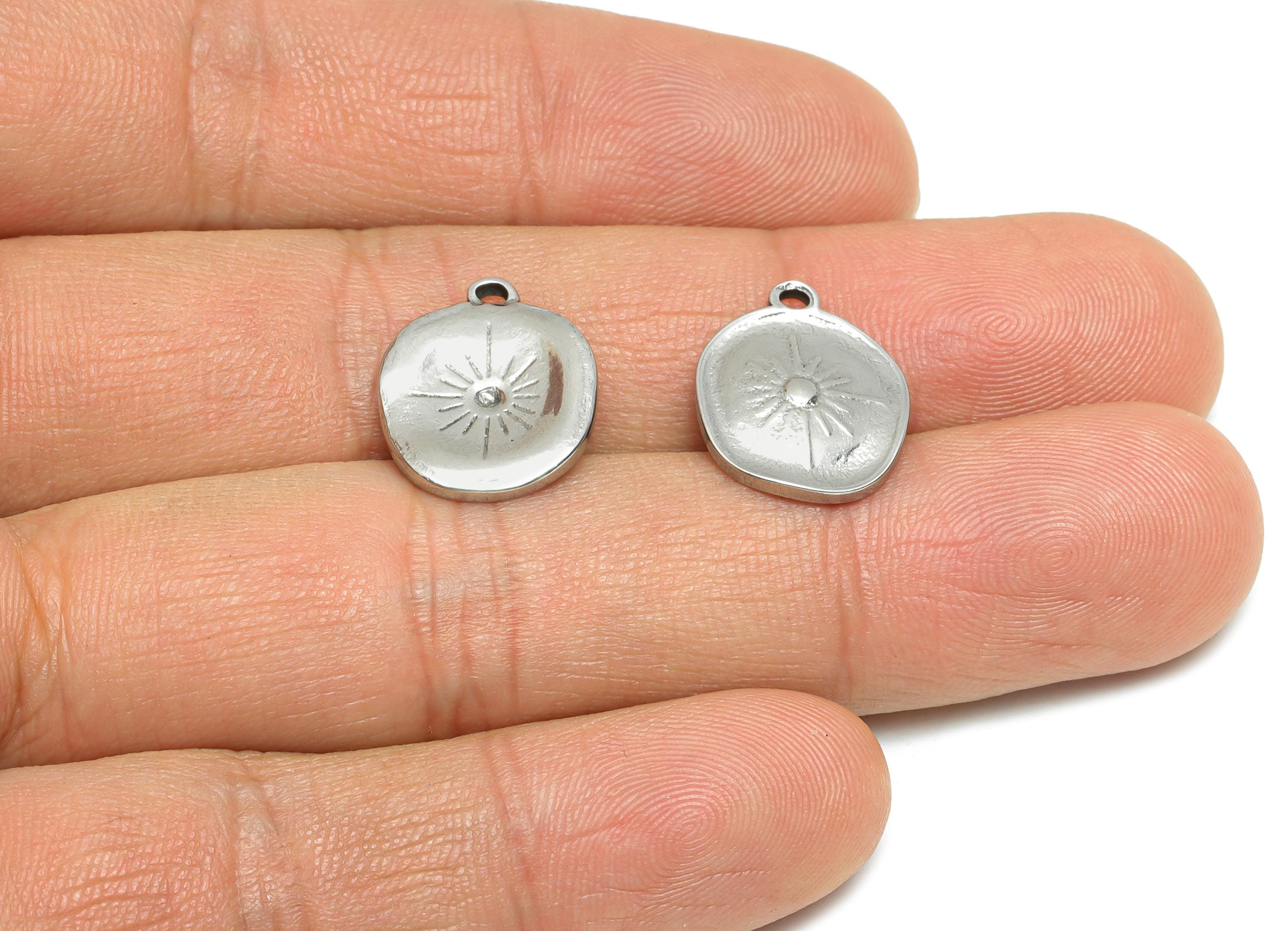 Stainless Steel  Sunburst Pendant - Vintage Charm for Necklace - Celestial Jewelry - Customizable Jewelry Component - 16x13x2.22mm - SS1828 - DOMEDBAZAAR