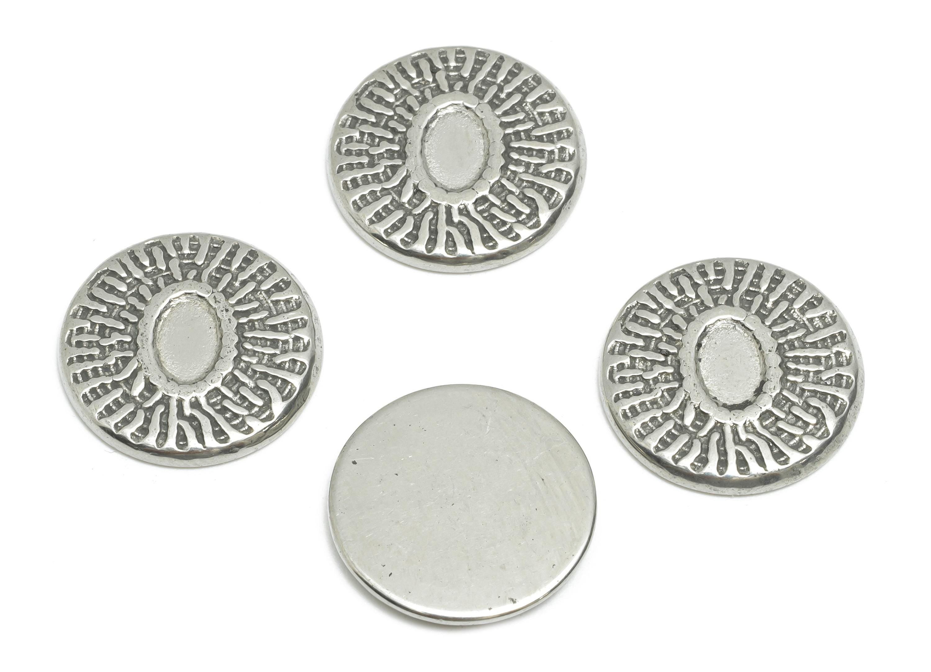 Stainless Steel Oval Charm - Textured Round Geometry Charm For Necklace - Vintage Textured Charm - Steel Jewelry - 15x15x1.89mm - SS1930 - DOMEDBAZAAR