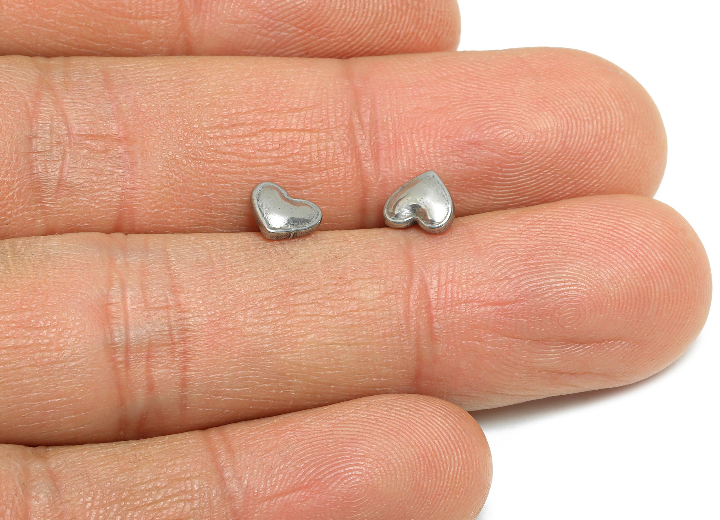 Stainless Steel Heart Charms - Mini Metallic Heart Charms - Romantic Heart Design - Decorative Jewelry Accent - 5.85x6.08x2.18mm - SS1775 - DOMEDBAZAAR