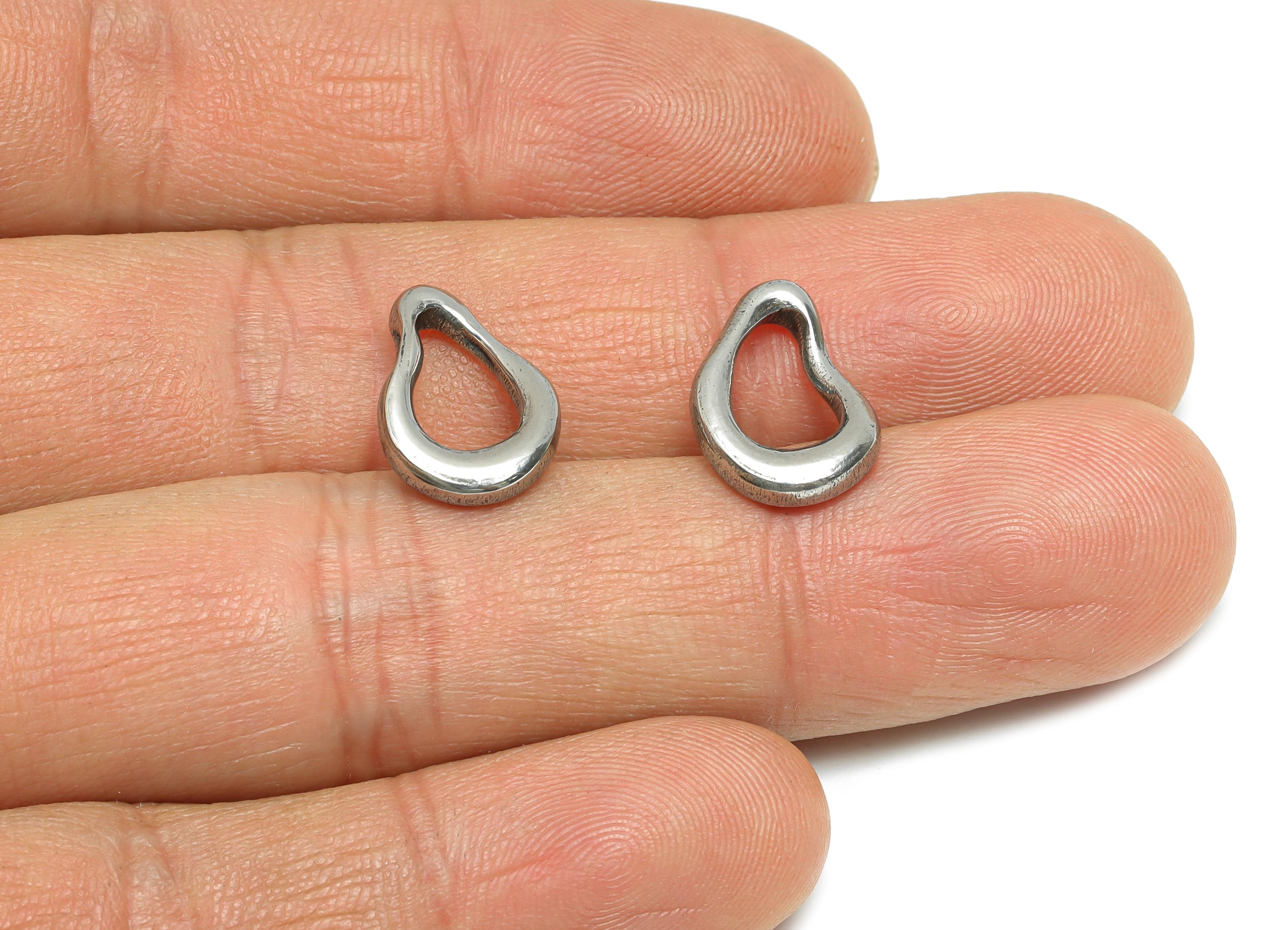 Stainless Steel Teardrop Charm - Abstract Metallic Irregular Charm - Textured Drop Charm - Minimalist Jewelry Making - 15x10x2.7mm - SS1955 - DOMEDBAZAAR