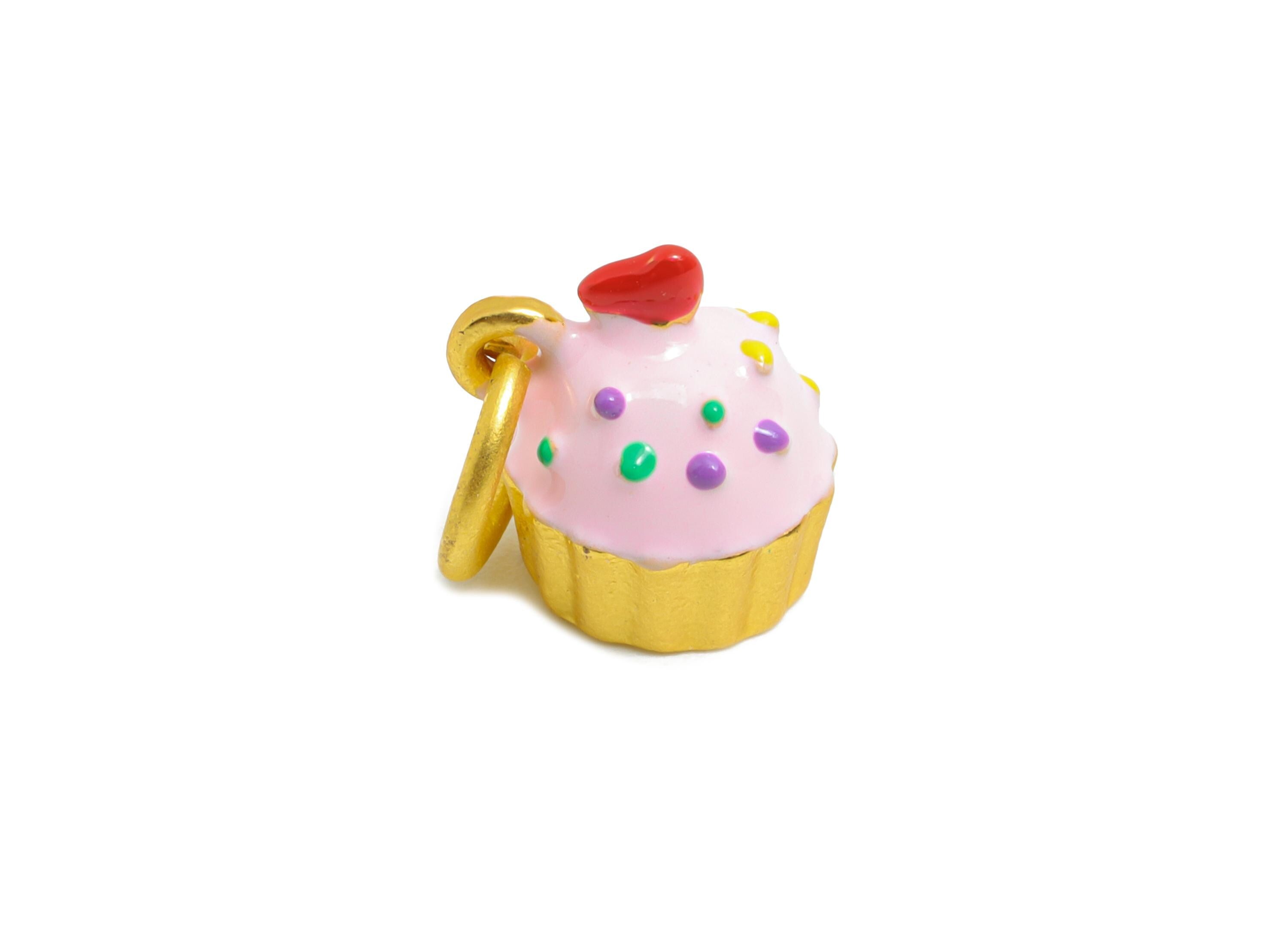 Alloy Blue Cake Charm - Colorful Enamel for Bracelet - Kawaii Cupcake Charm Pendant - DIY Customizable Cute Jewelry - 11.29x9x8mm - ZZ2059 - DOMEDBAZAAR