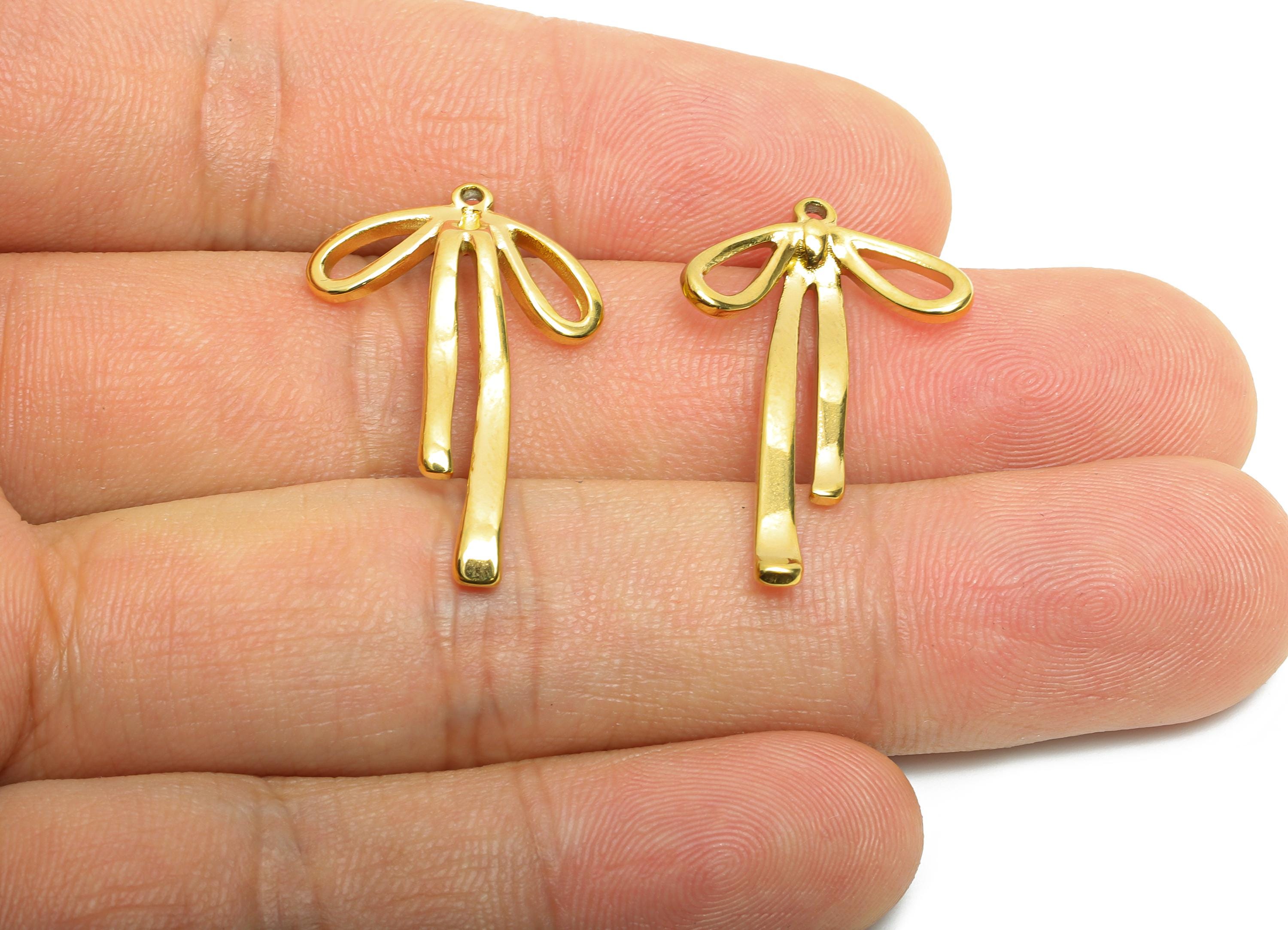 Stainless Steel Bowtie Charms - Modern Ribbon Necklace Pendant - 316L Stainless Steel - Statement Steel Jewelry - 30x18.46x3.07mm - SS1607 - DOMEDBAZAAR